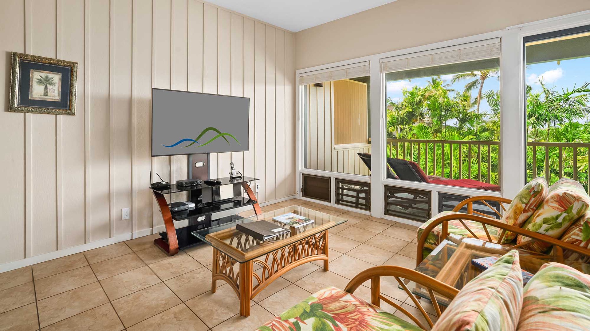 Manualoha at Poipu Kai #1006 - TV Seating Living Room & Lanai - Parrish Kauai