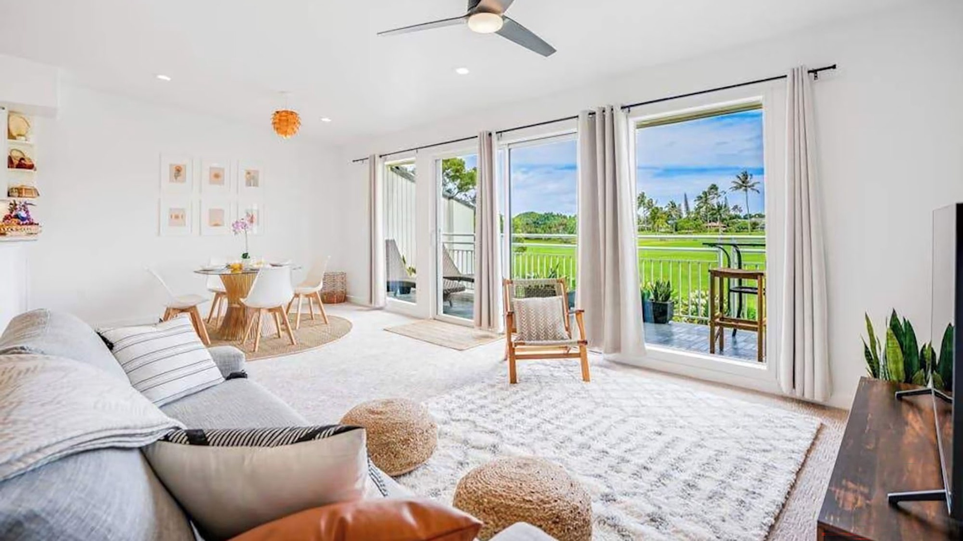 Emmalani Court at Princeville #223 - Living Room & Lanai - Parrish Kauai