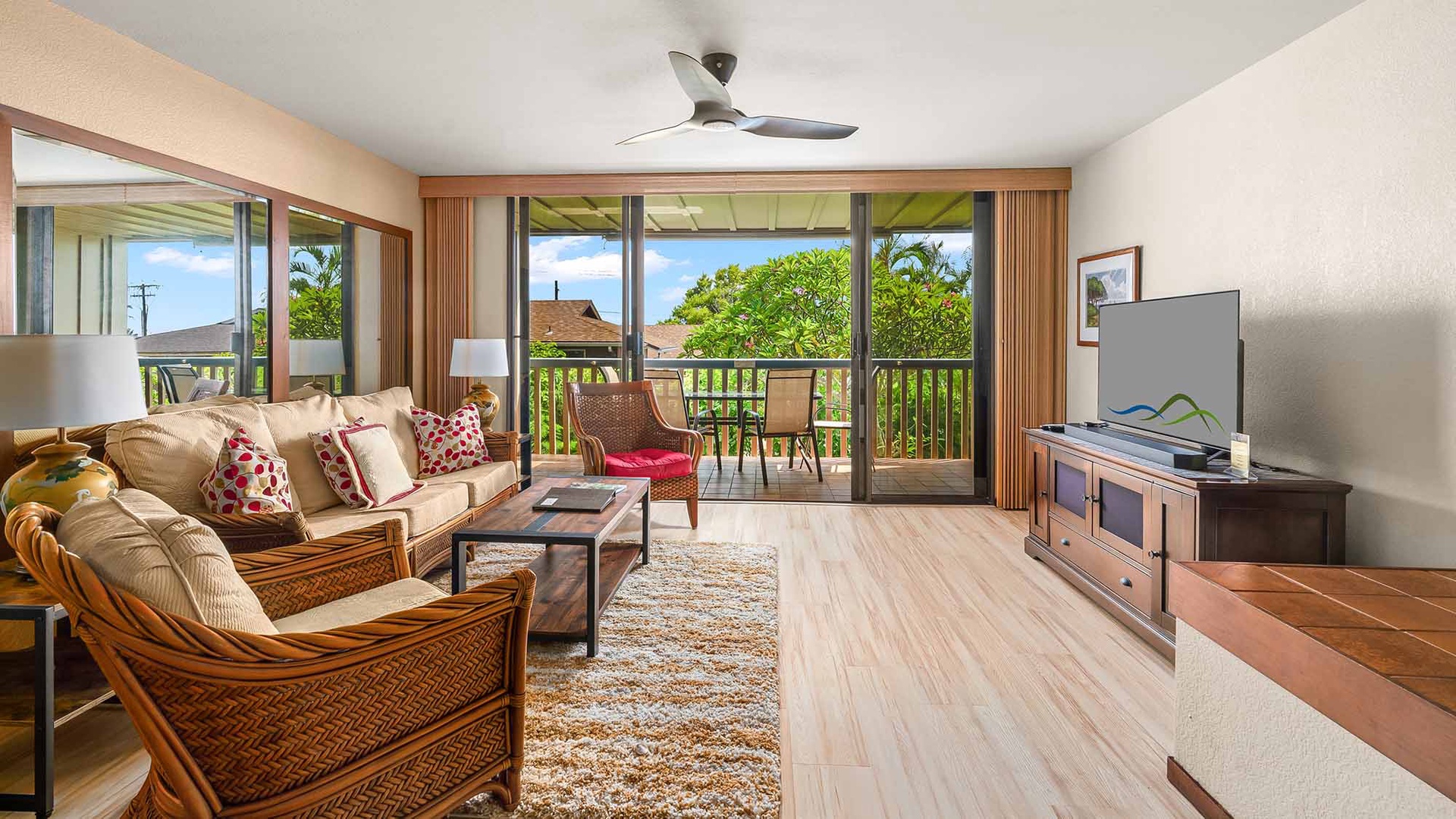 Nihi Kai Villas at Poipu #501 - Living Room & Lanai - Parrish Kauai