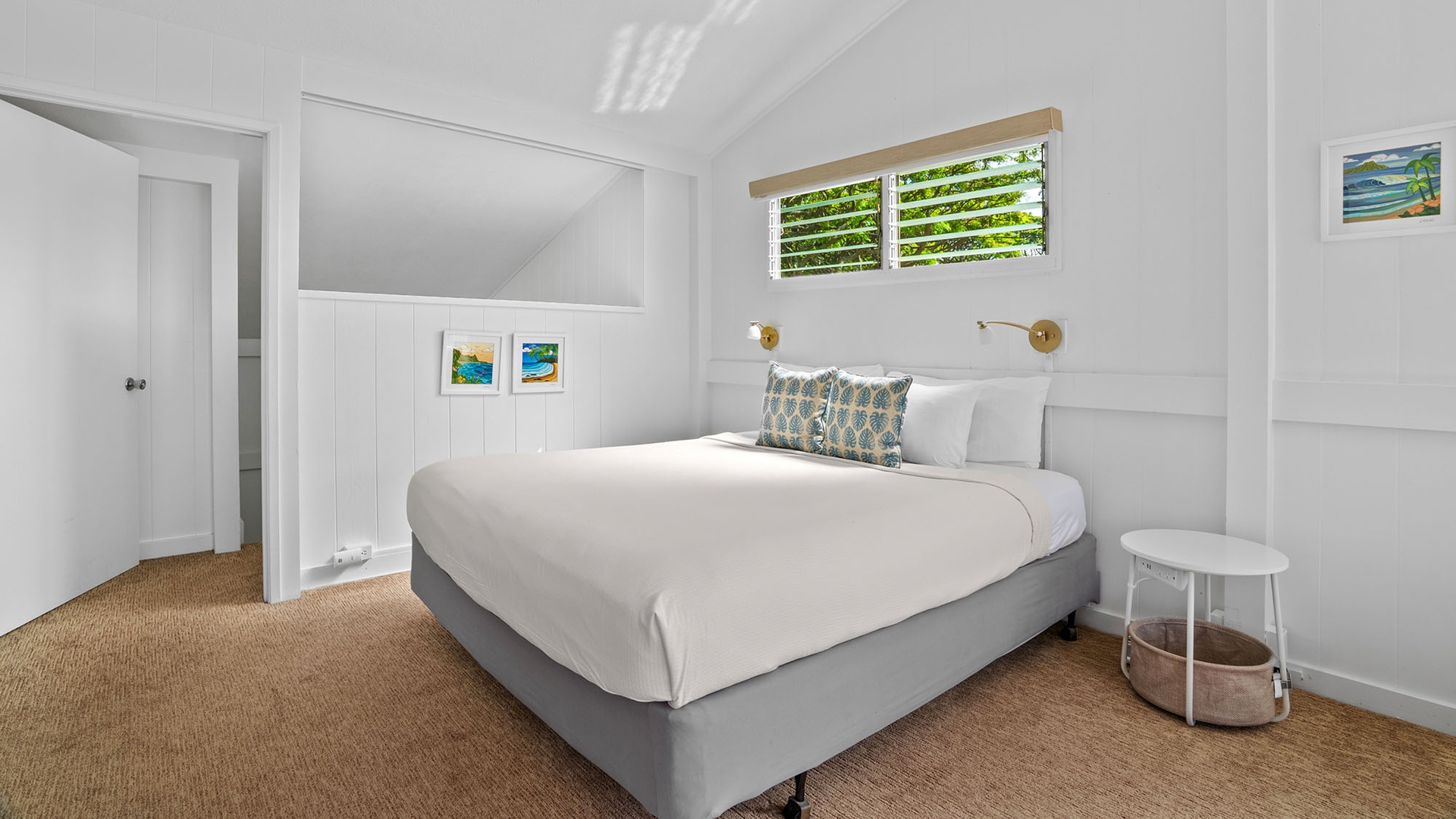 Brennecke Beach Bungalow - Upper Level Primary Bedroom - Parrish Kauai