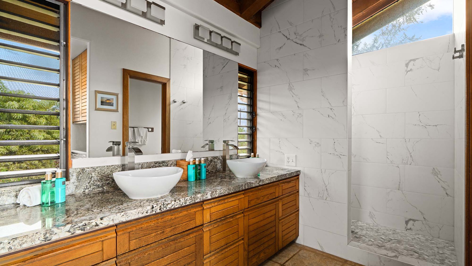 Hale Hokuu Too at Kukuiula Bay - Upper Level Primary Bedroom Bath & Shower - Parrish Kauai