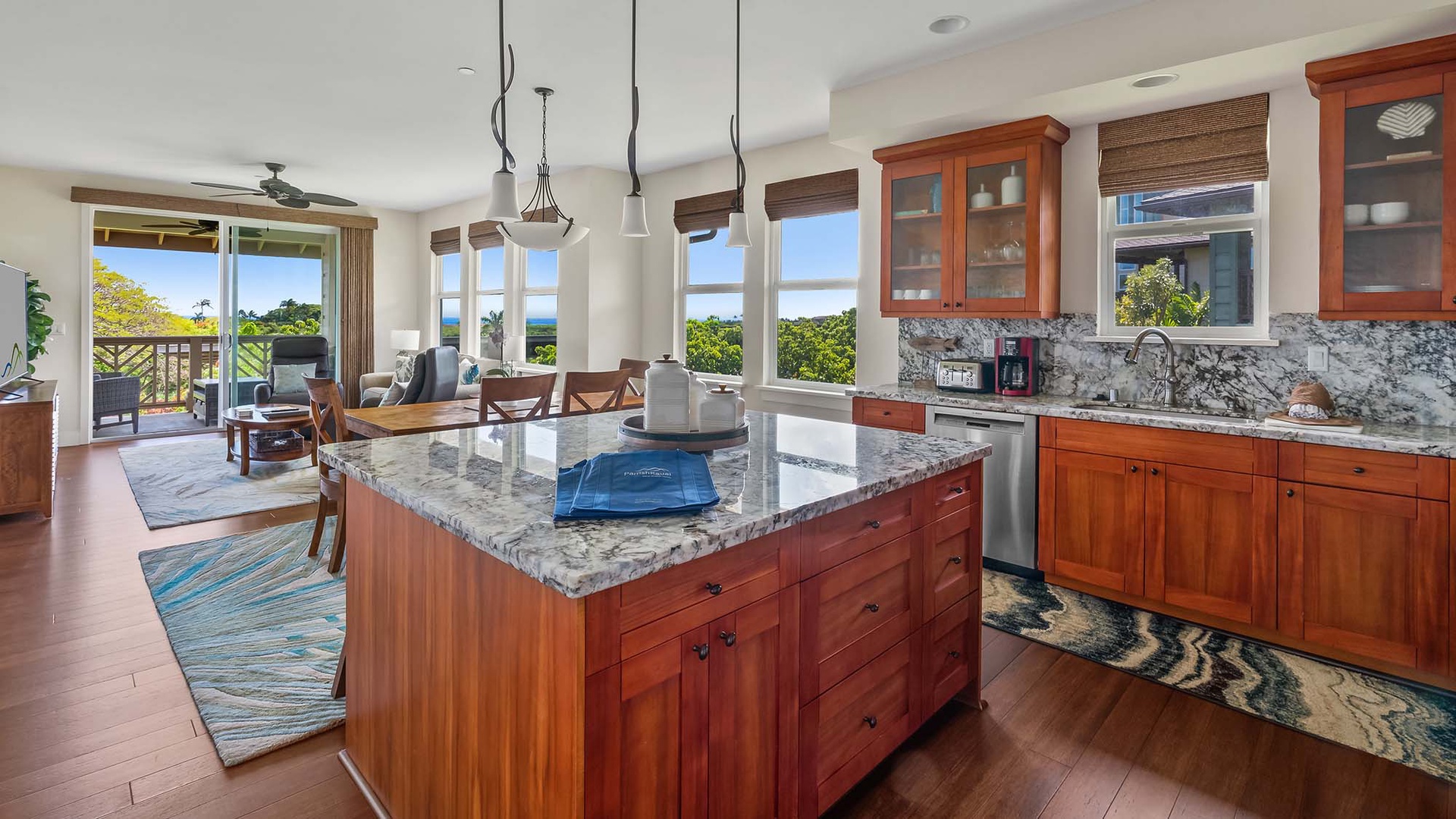 Pili Mai Resort at Poipu #13L - Kitchen & Living Great Room - Parrish Kauai