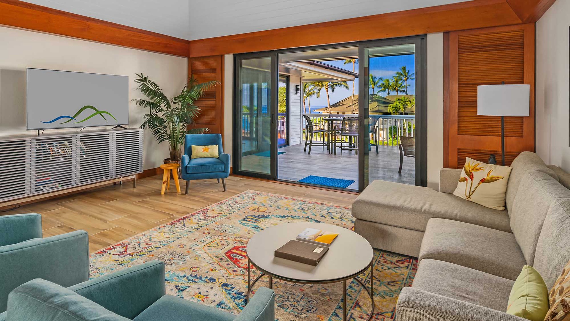Poipu Kapili Resort #43 - Ocean View Living Room - Parrish Kauai