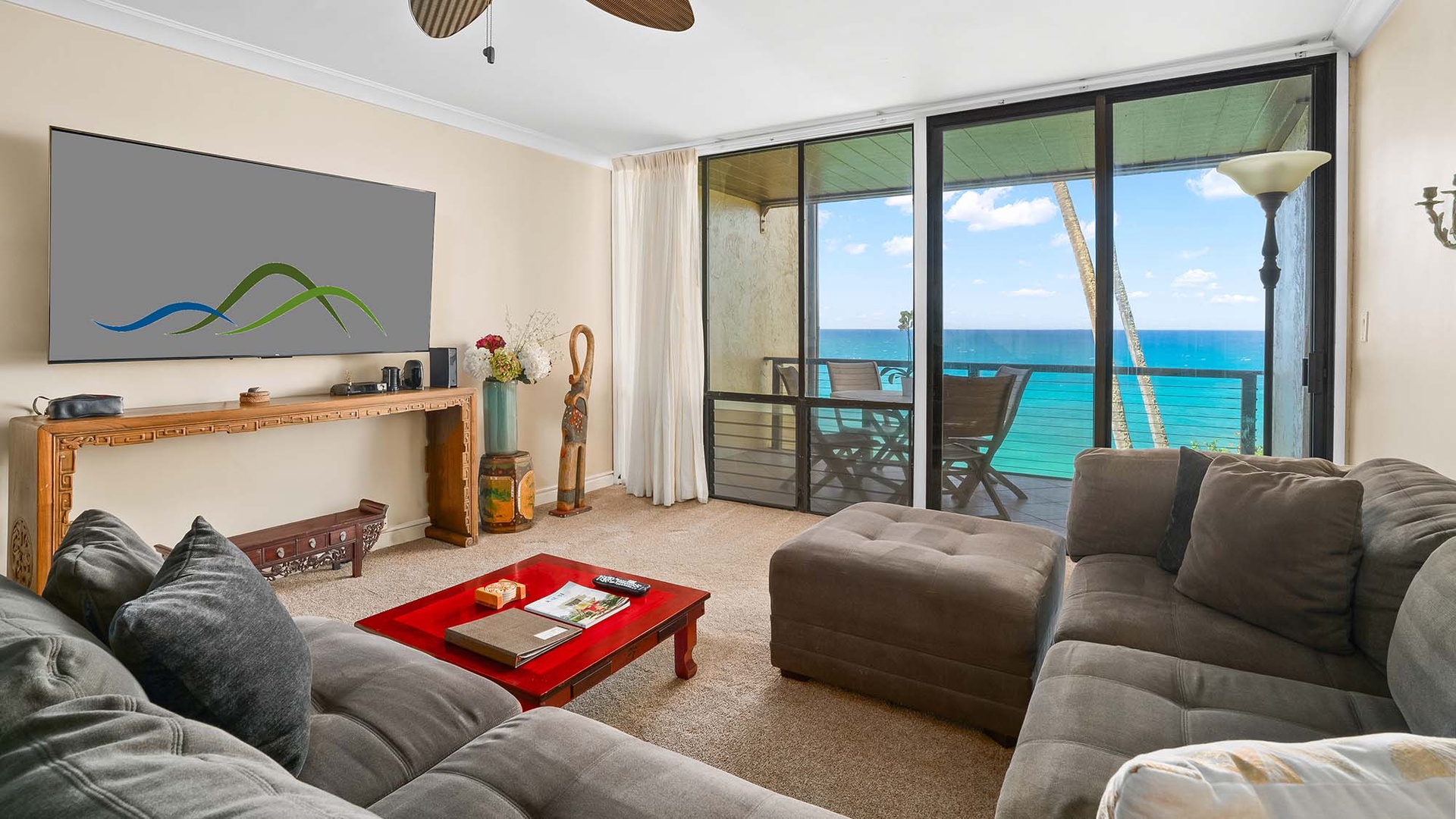 Poipu Makai #A2 - Oceanfront Living Room - Parrish Kauai