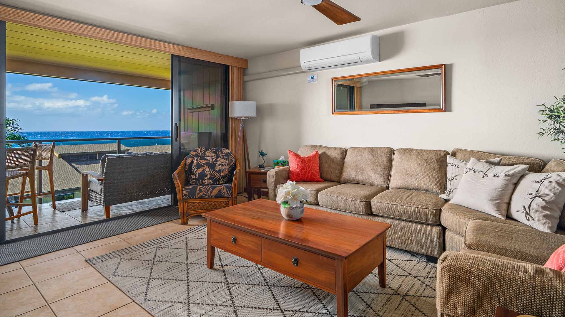 Makahuena at Poipu #2305 - Ocean View Living Room & Lanai - Parrish Kauai