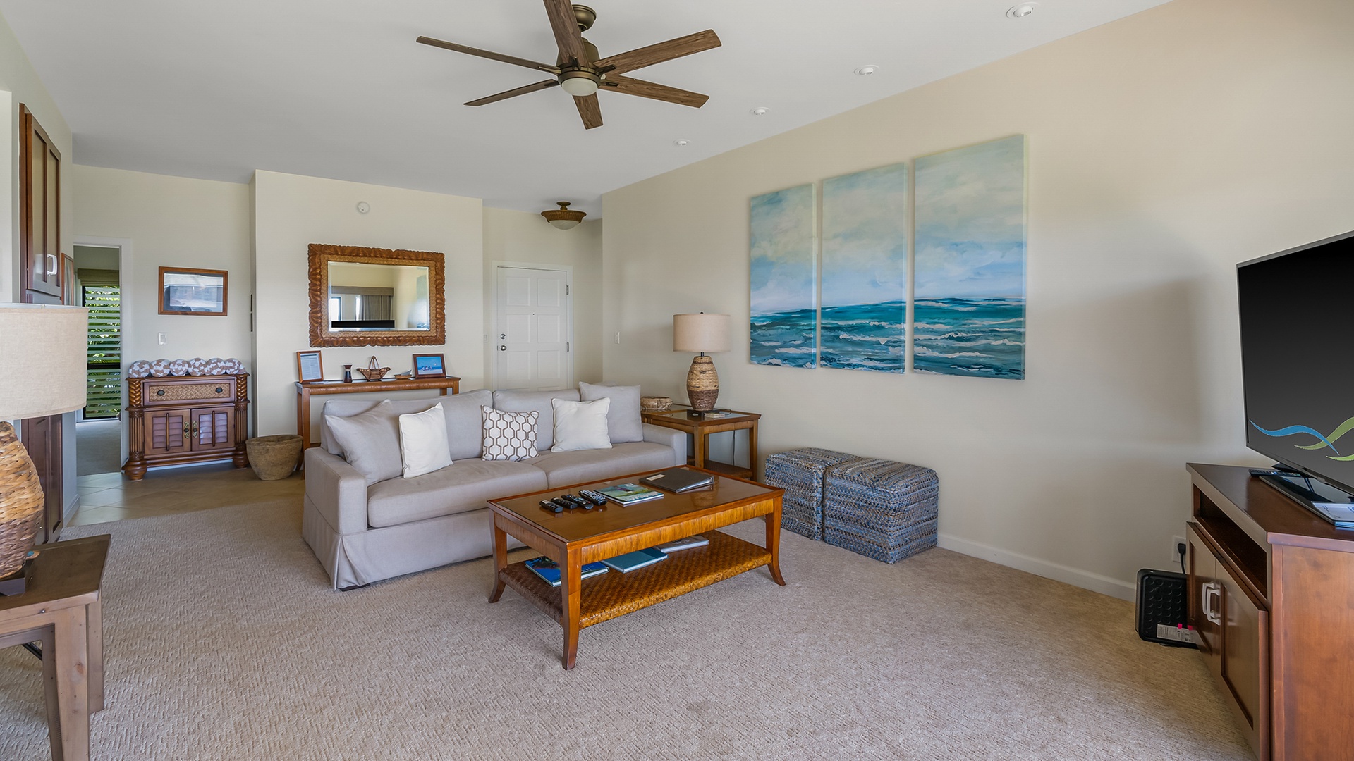 Poipu Sands at Poipu Kai Resort #324 - Spacious Living Room - Parrish Kauai