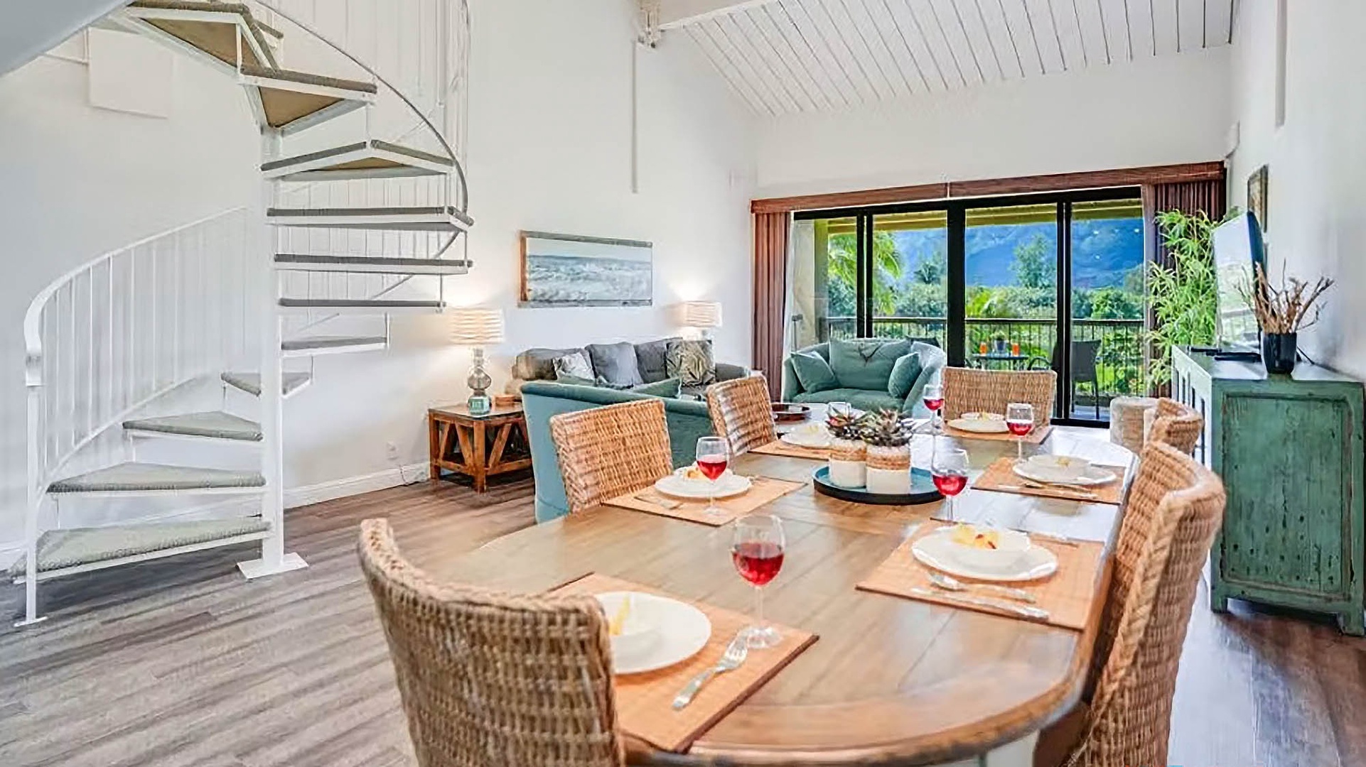 Gather around your dining table with mountain views framing every meal, or unwind in the cozy living area where bright windows bring the outdoors in.