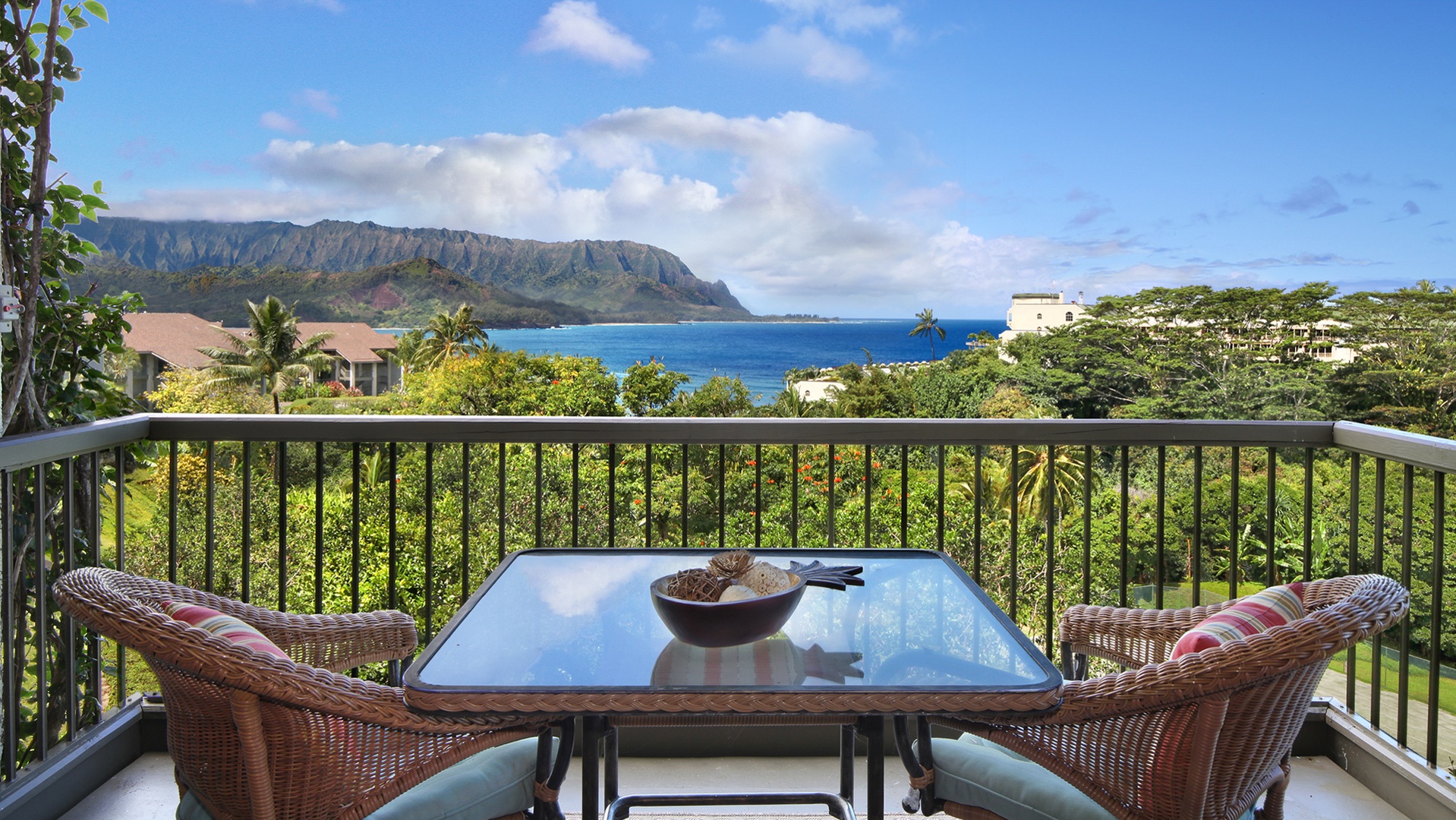 Hanalei Bay Resort #32012 - Ocean & Bali Hai Mountain View Bedroom Lanai - Parrish Kauai