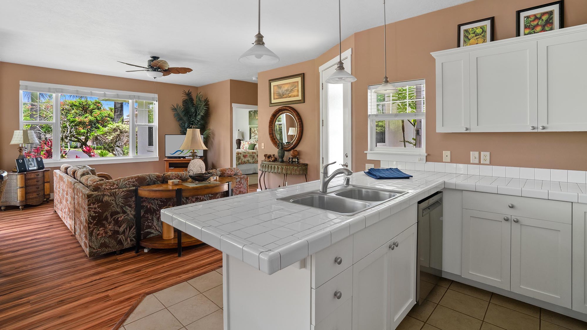 Plantation at Princeville Resort #1711 - Kitchen & Living Room - Parrish Kauai
