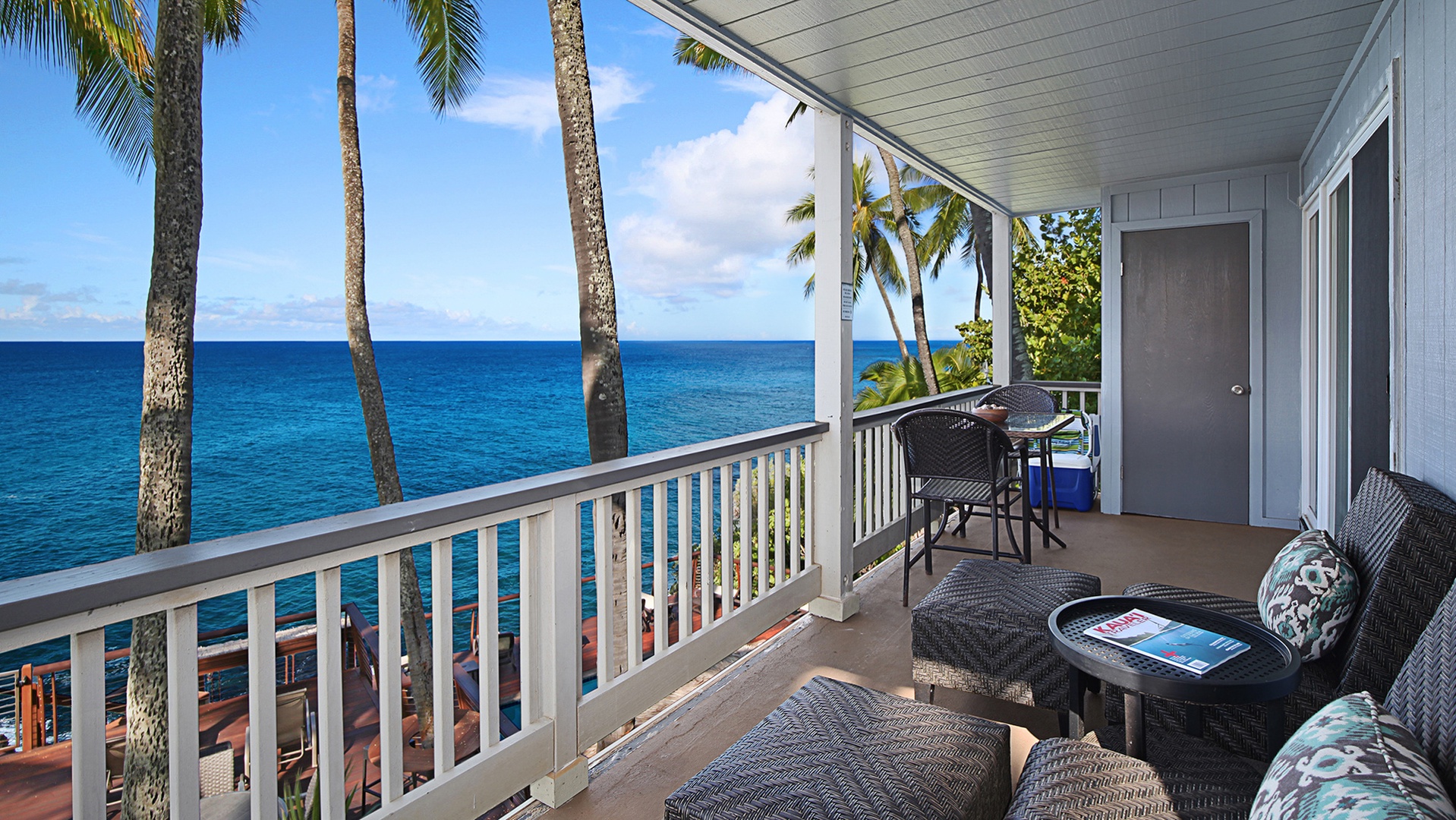 Poipu Palms #203 - Oceanfront Dining & Lounging Lanai View - Parrish Kauai