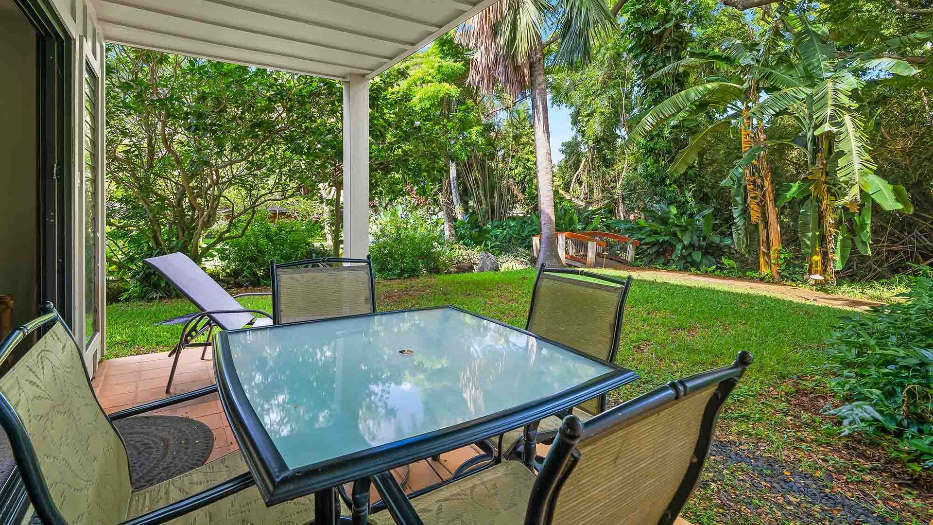 Waikomo Stream Villas #403 - Covered Dining Lanai - Parrish Kauai