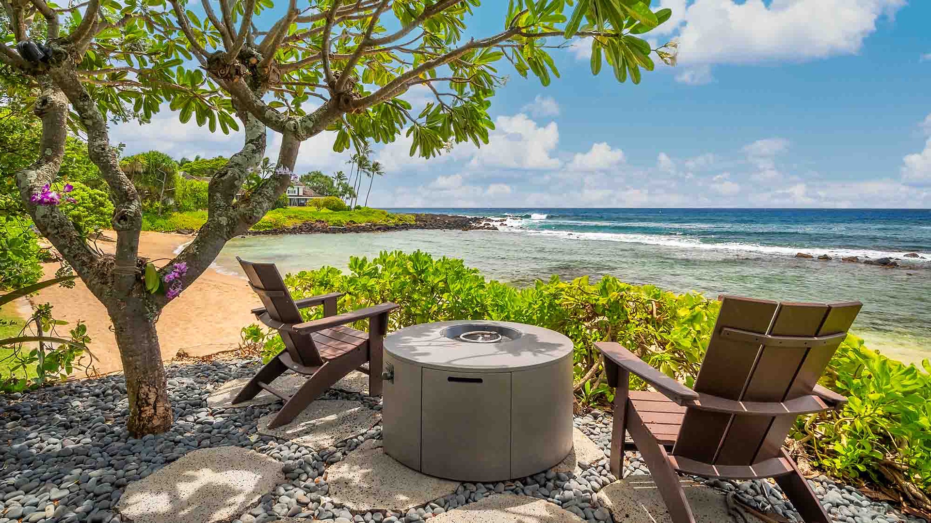 Hale Luana - Beachfront Fire Pit Seating Area - Parrish Kauai