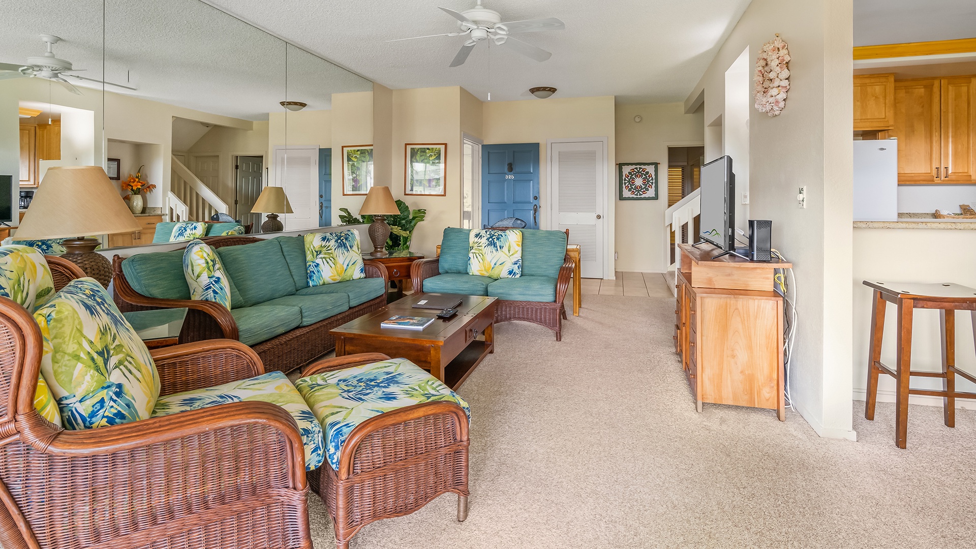 Poipu Sands at Poipu Kai Resort #325 - Living Room - Parrish Kauai