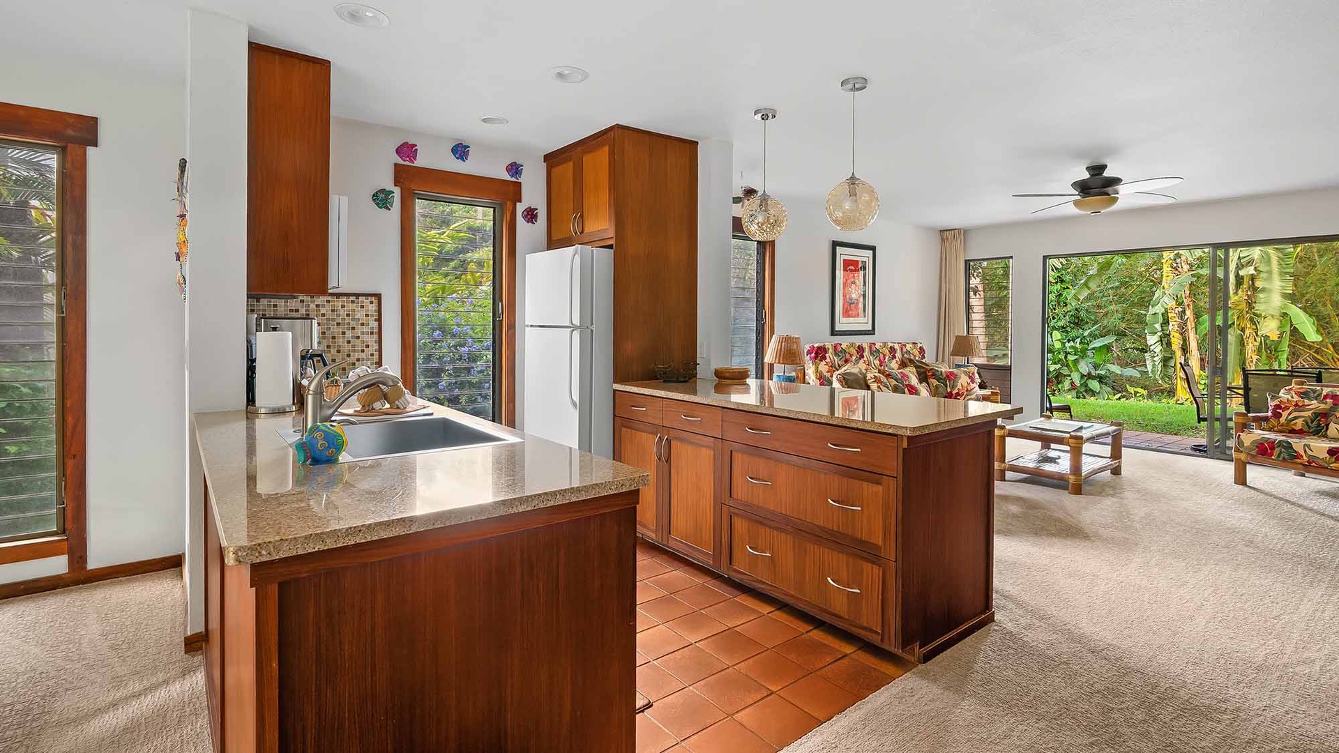 Waikomo Stream Villas #403 - Kitchen & Living Room - Parrish Kauai