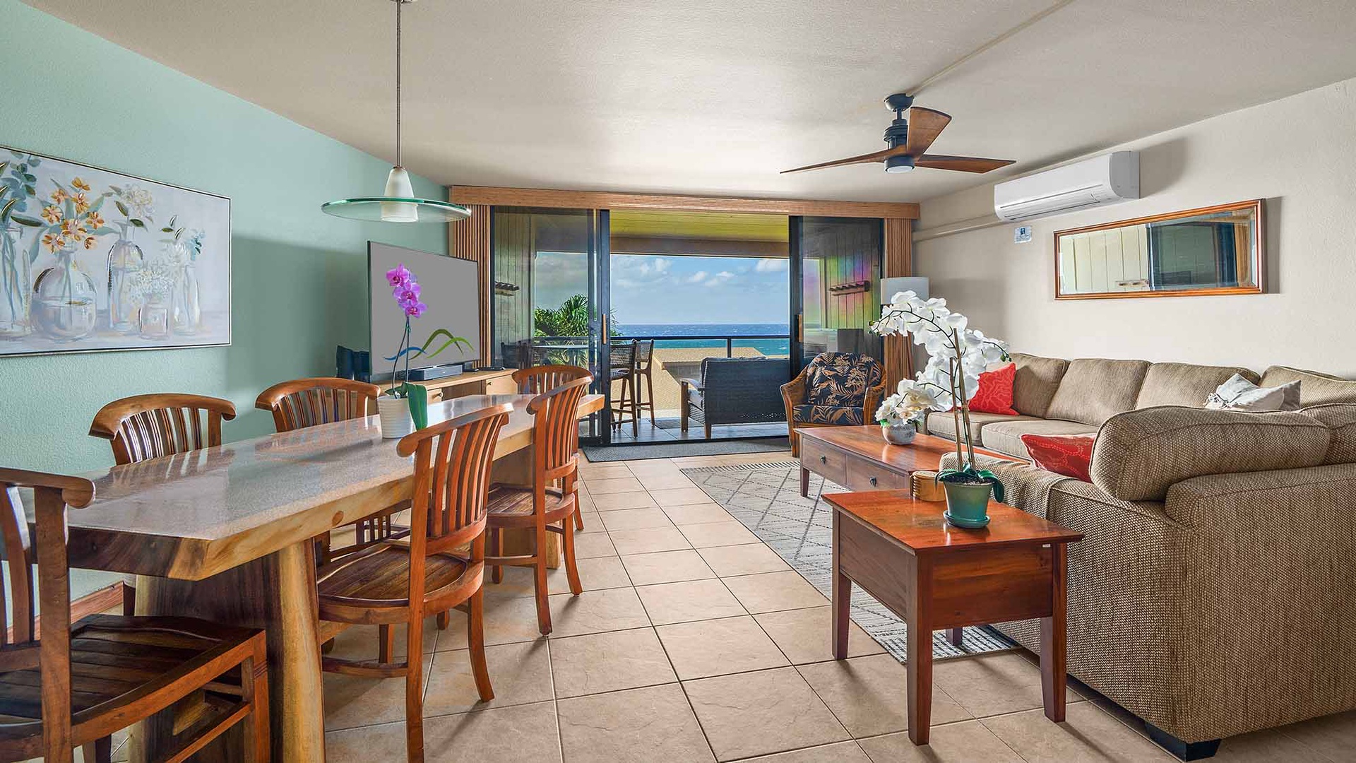 Makahuena at Poipu #2305 - Dining Room & Living Room - Parrish Kauai