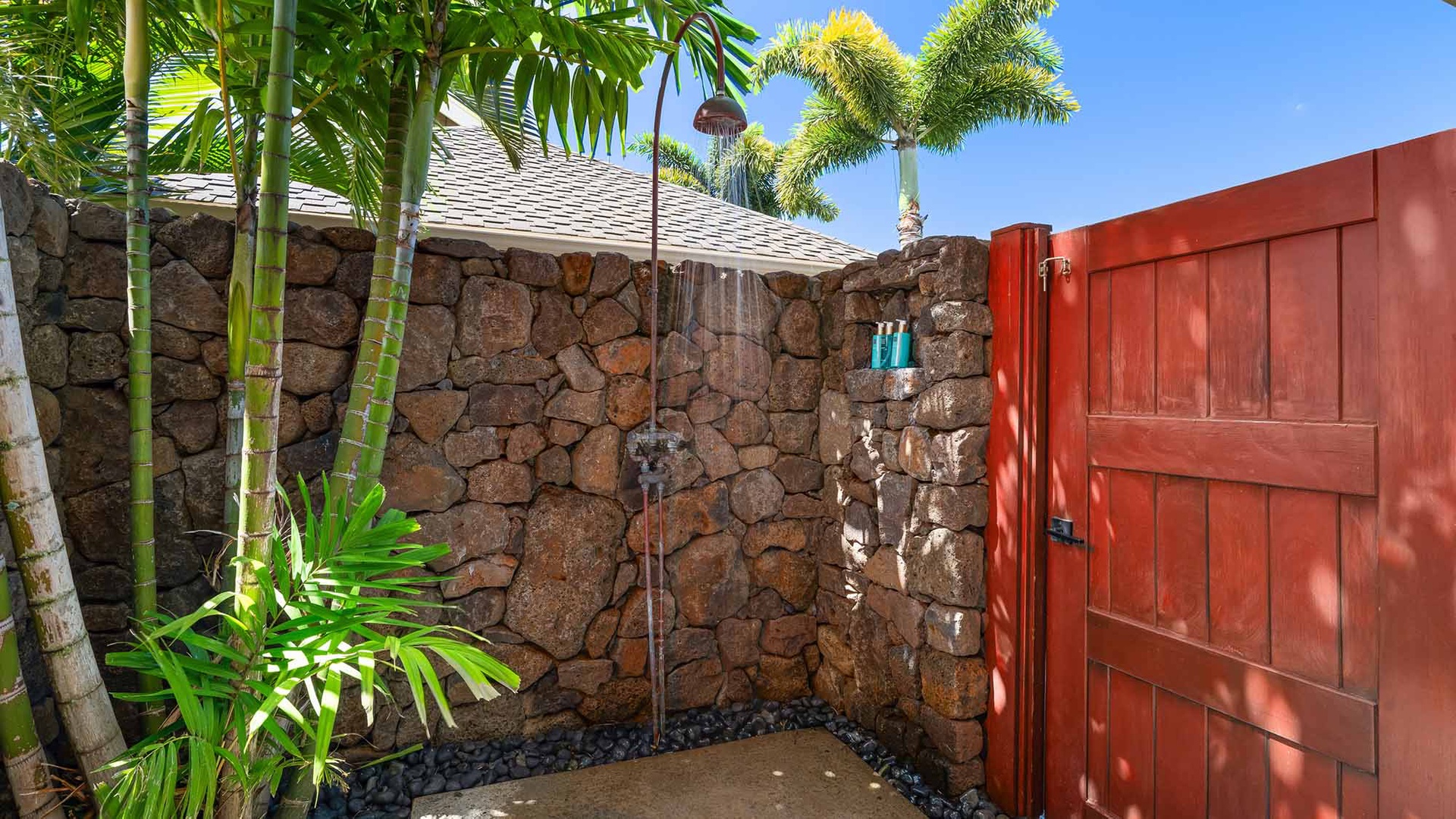 Kolepa Hale at Wainani - Primary Bedrrom Suite Outdoor Shower - Parrish Kauai