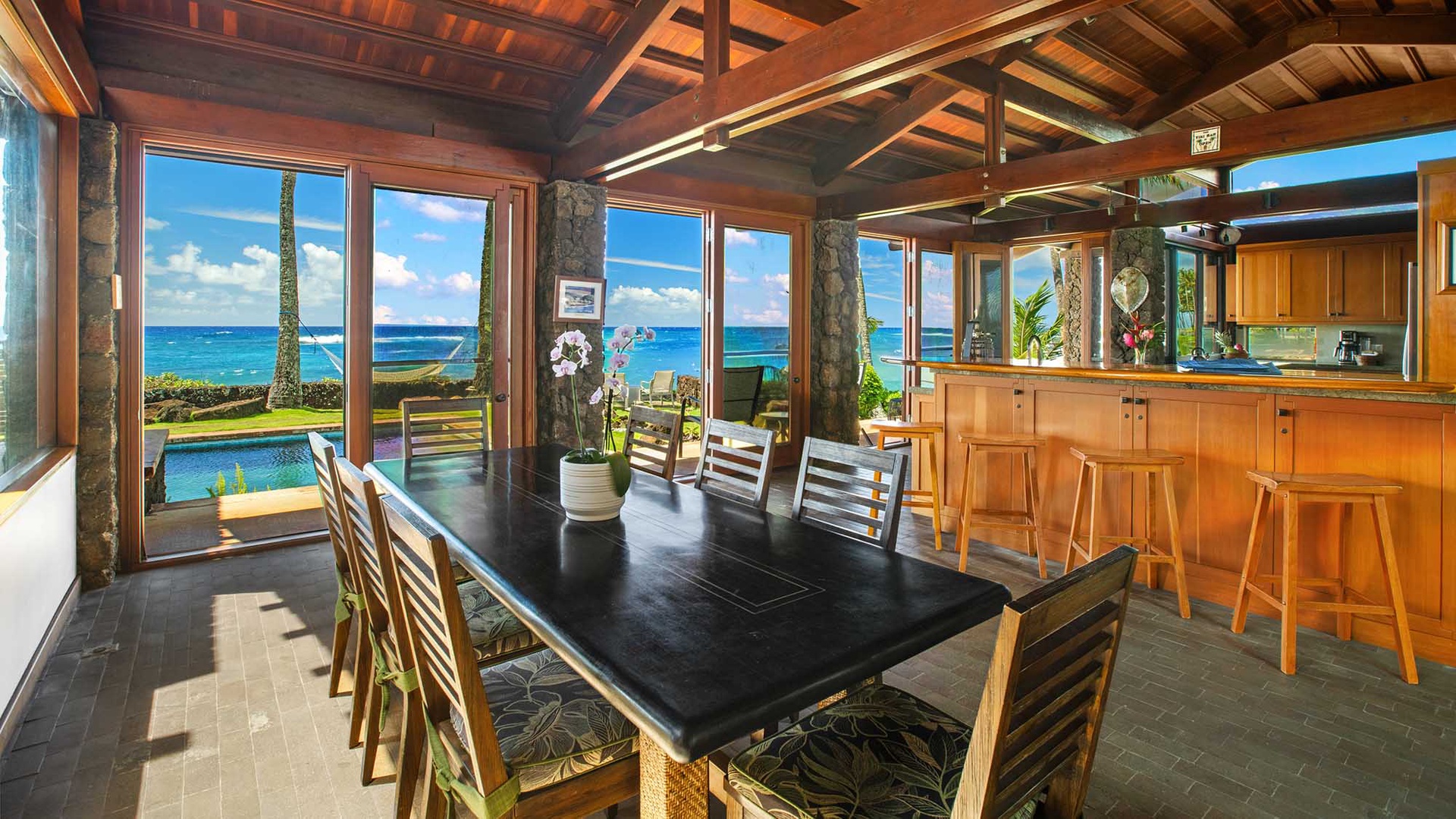 Sunset Makai Hale at Poipu - Oceanfront Dining Room - Parrish Kauai