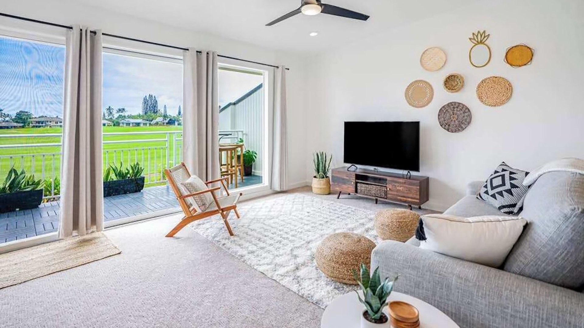 Emmalani Court at Princeville #223 - Golf Course View Living Room - Parrish Kauai