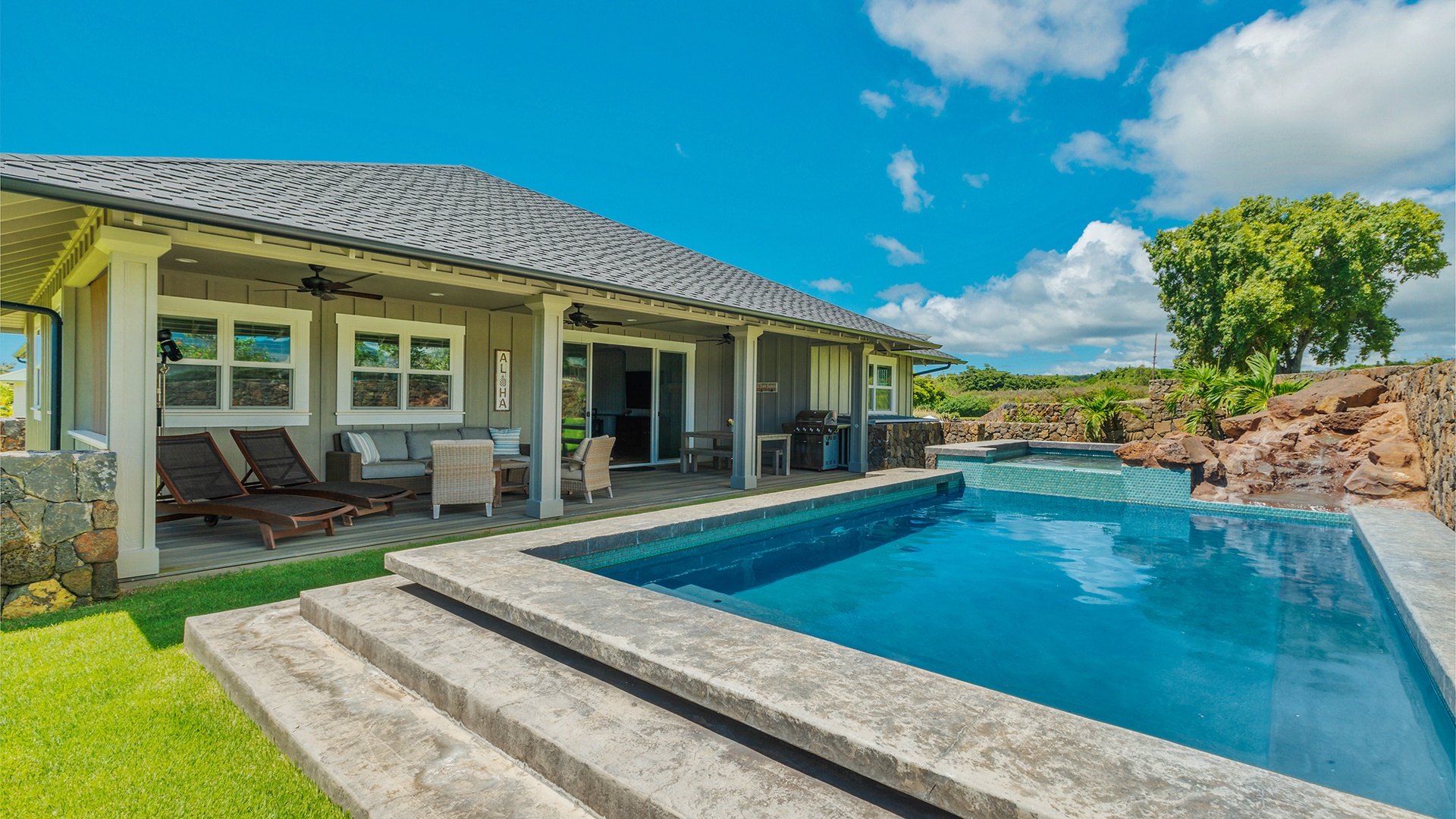 Hale Hiwa Hiwa - Backyard Pool & Covered Lanai - Parrish Kauai