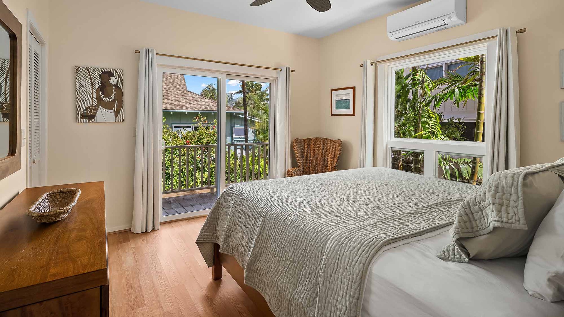 Baby Beach Hale at Poipu - Third Guest Bedroom & Lanai - Parrish Kauai
