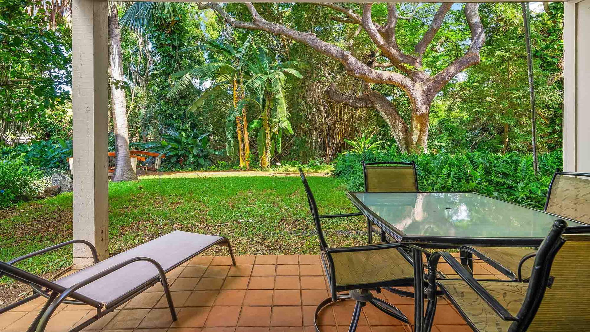 Waikomo Stream Villas #403 - Covered Dining & Lounging Lanai - Parrish Kauai