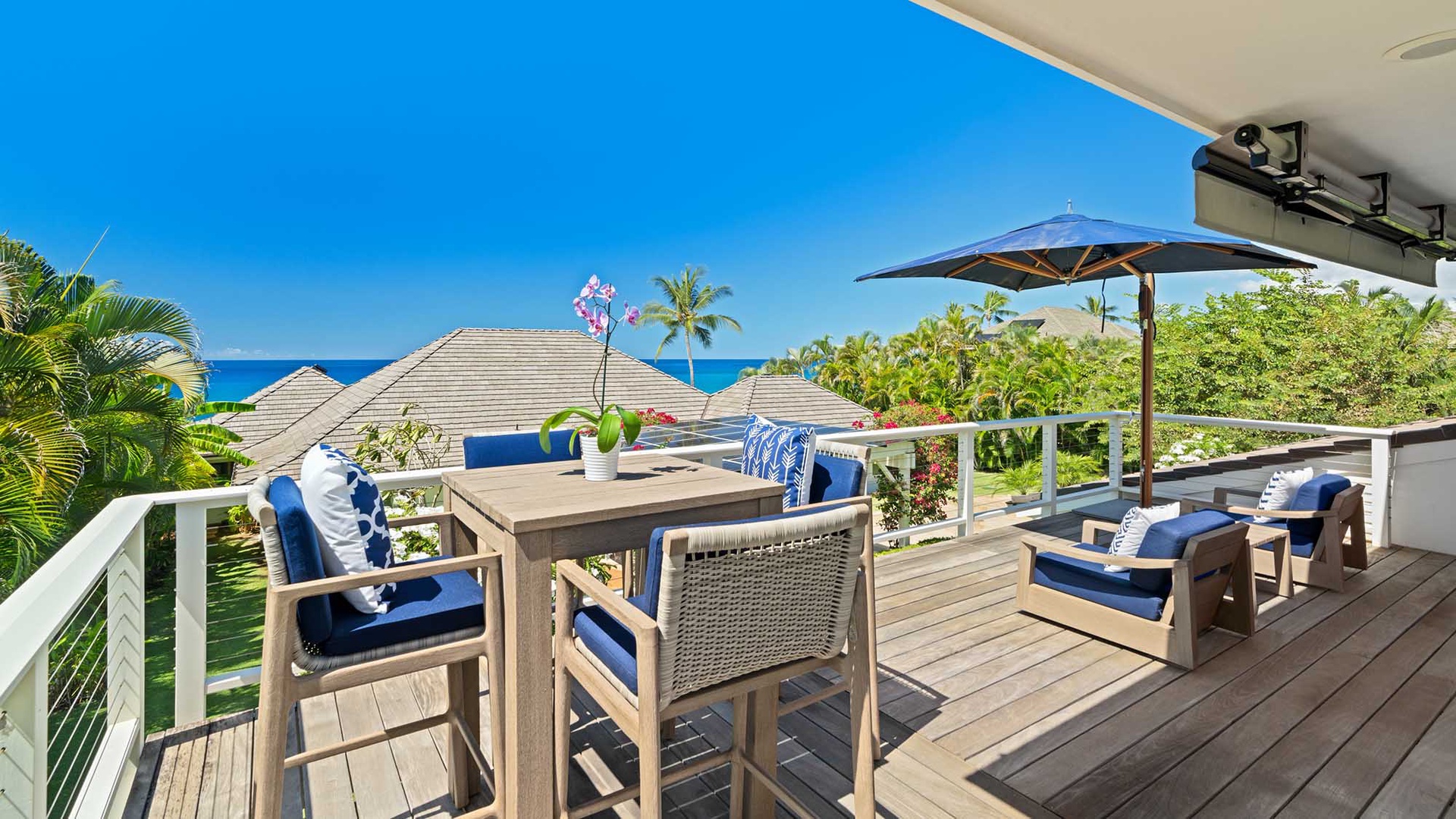 Honu Hale at Poipu - Ocean View Ohana Dining & Seating Lanai - Parrish Kauai