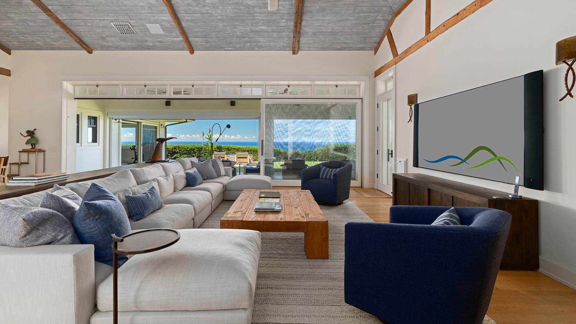 Honu Hale at Poipu - Oceanfront Living Room - Parrish Kauai