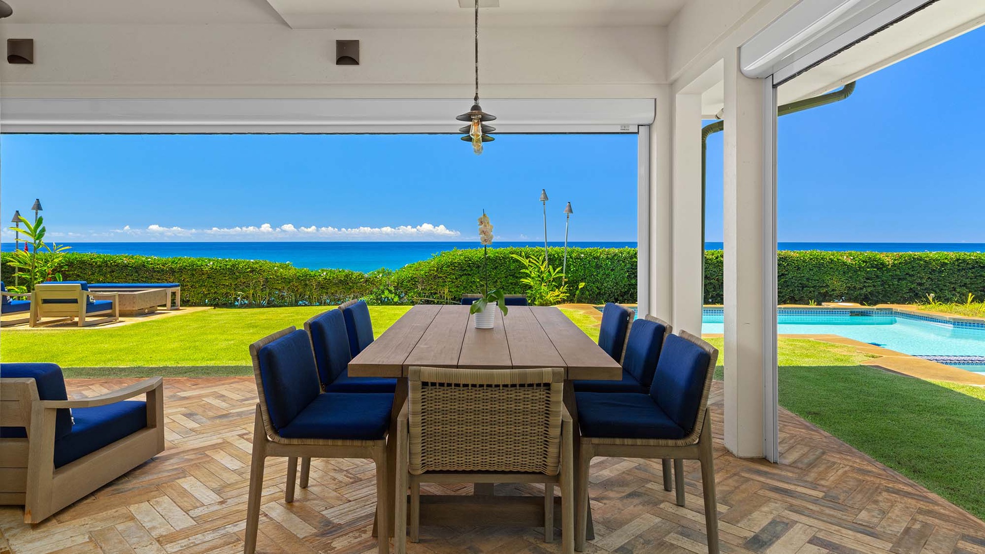 Honu Hale at Poipu - Covered Oceanfront Dining Lanai - Parrish Kauai