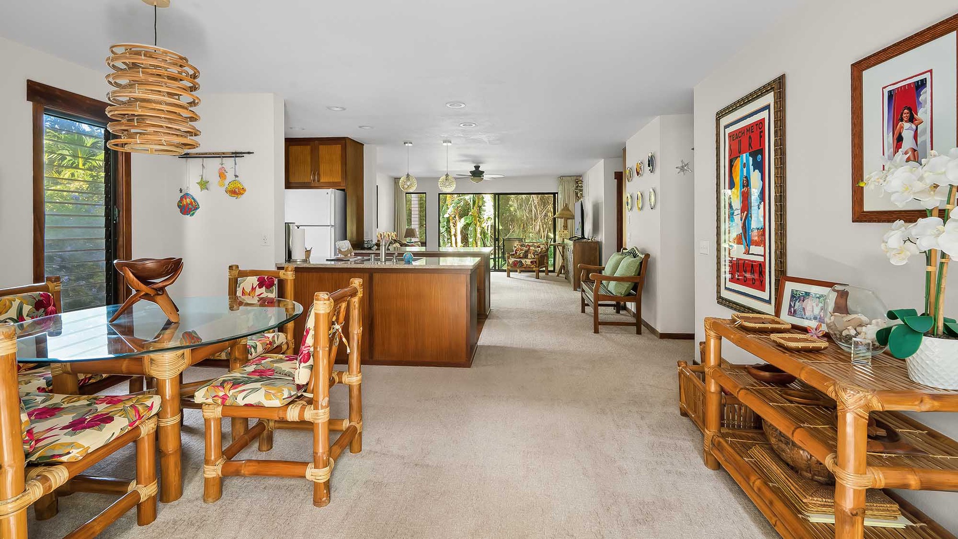 Waikomo Stream Villas #403 - Dining Room & Great Room - Parrish Kauai