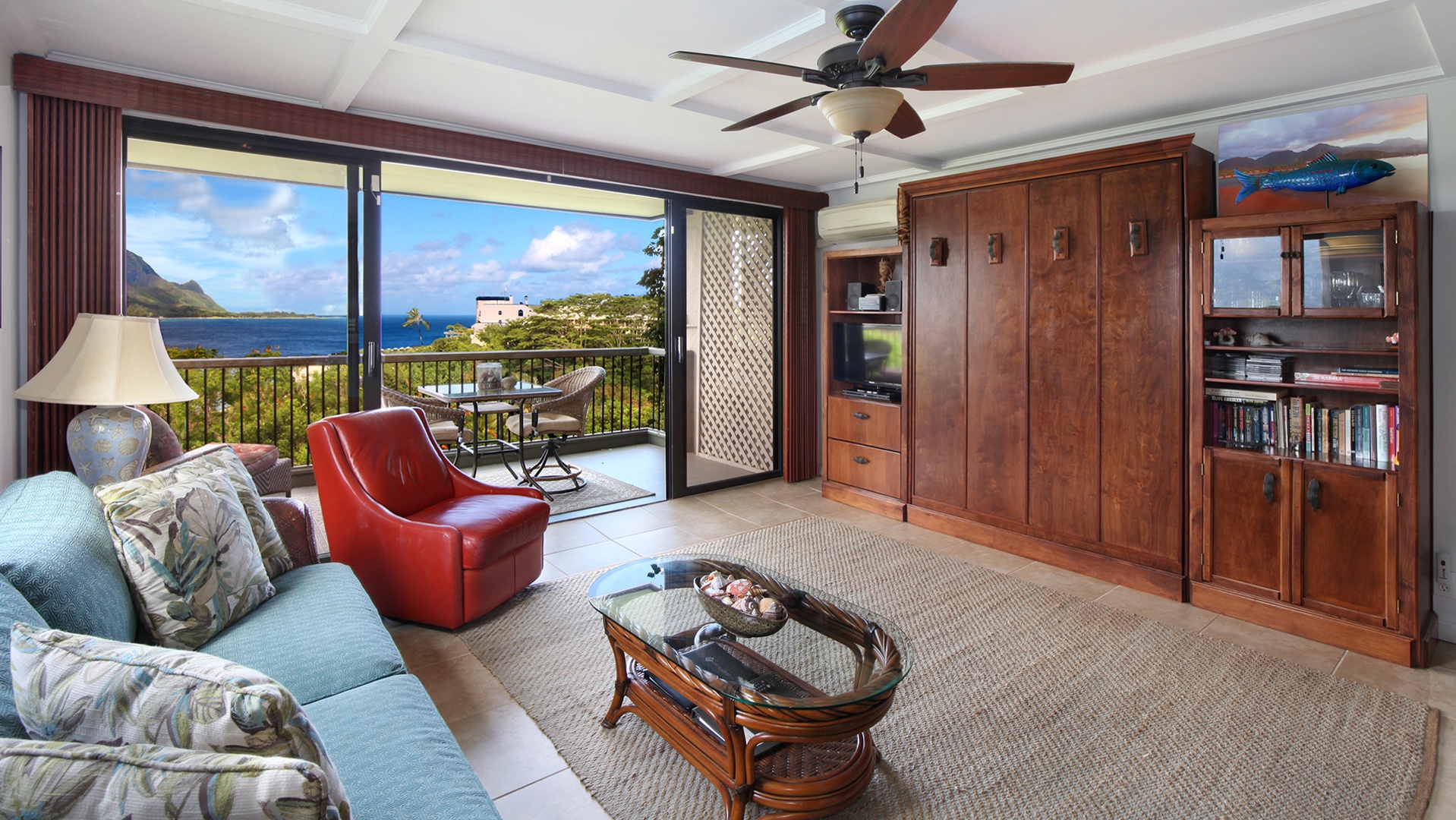 Hanalei Bay Resort #32012 - Ocean View Living Room & Lanai View - Parrish Kauai