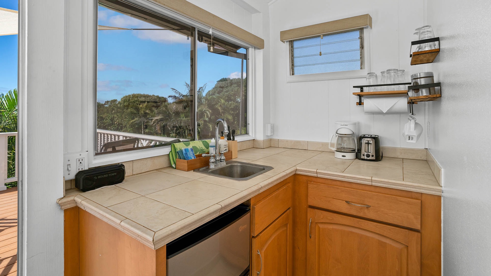 Brennecke Beach Bungalow - Upper Level Primary Bedroom Suite Kitchenette - Parrish Kauai