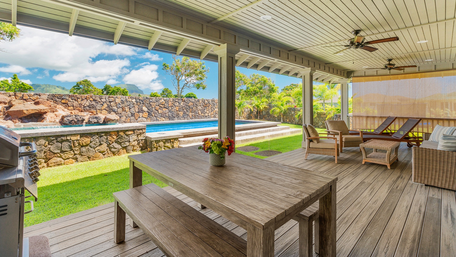 Hale Hiwa Hiwa - Covered Dining & Lounging Lanai - Parrish Kauai