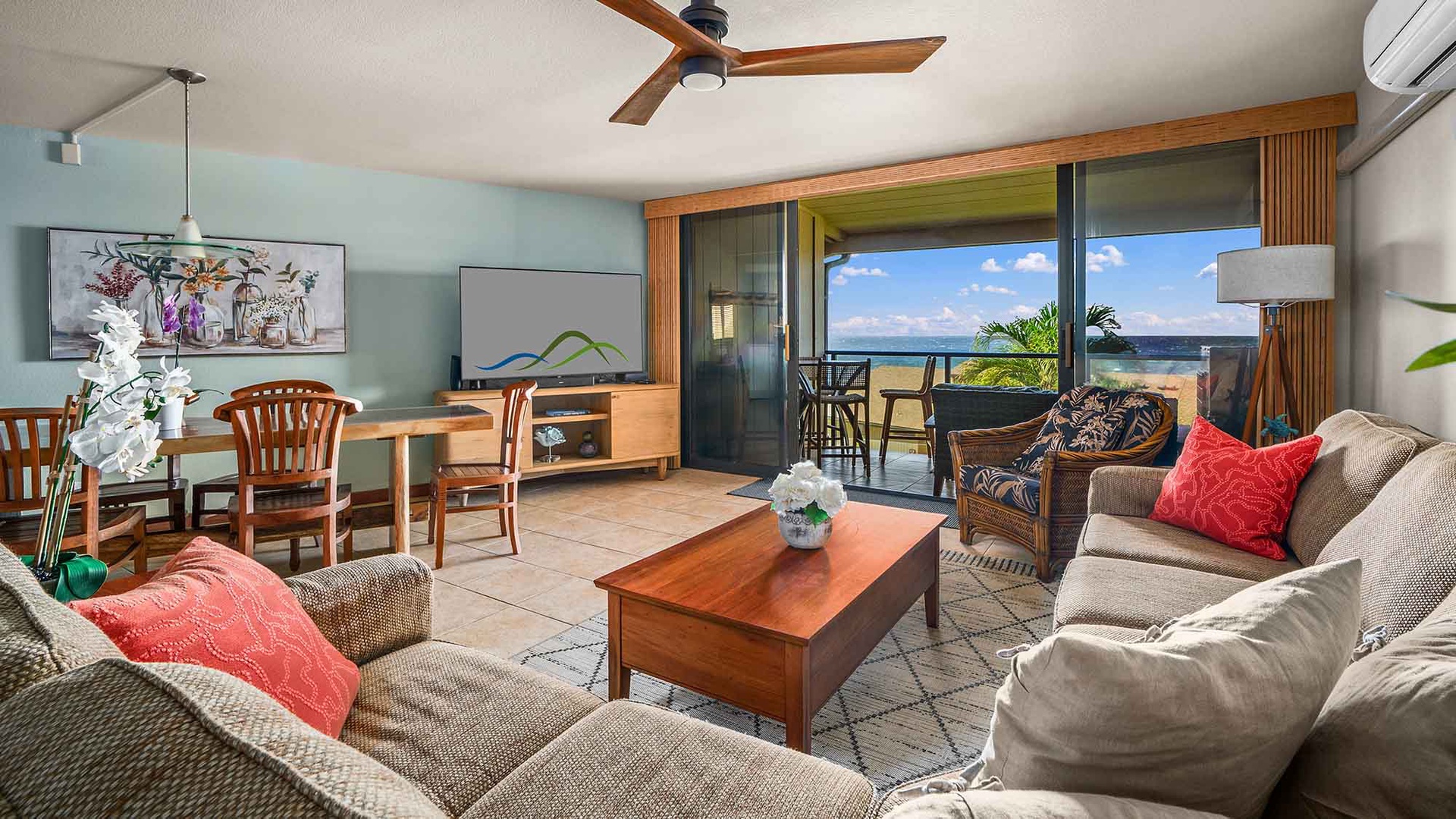 Makahuena at Poipu #2305 - Ocean View Living Room - Parrish Kauai