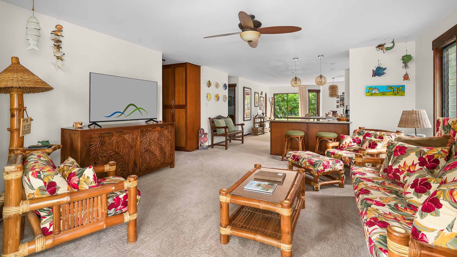 Waikomo Stream Villas #403 - Living Room Great Room - Parrish Kauai