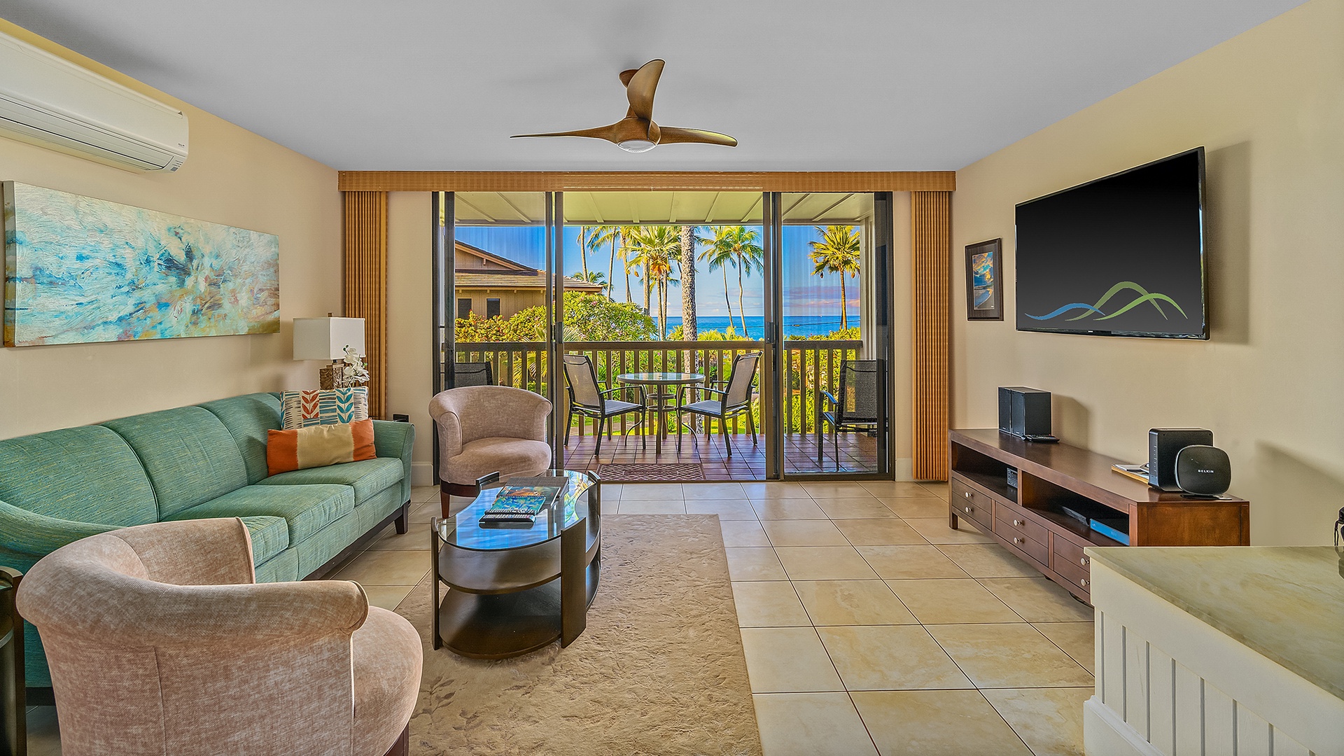 Nihi Kai Villas at Poipu #401 - Ocean View Living Room - Parrish Kauai