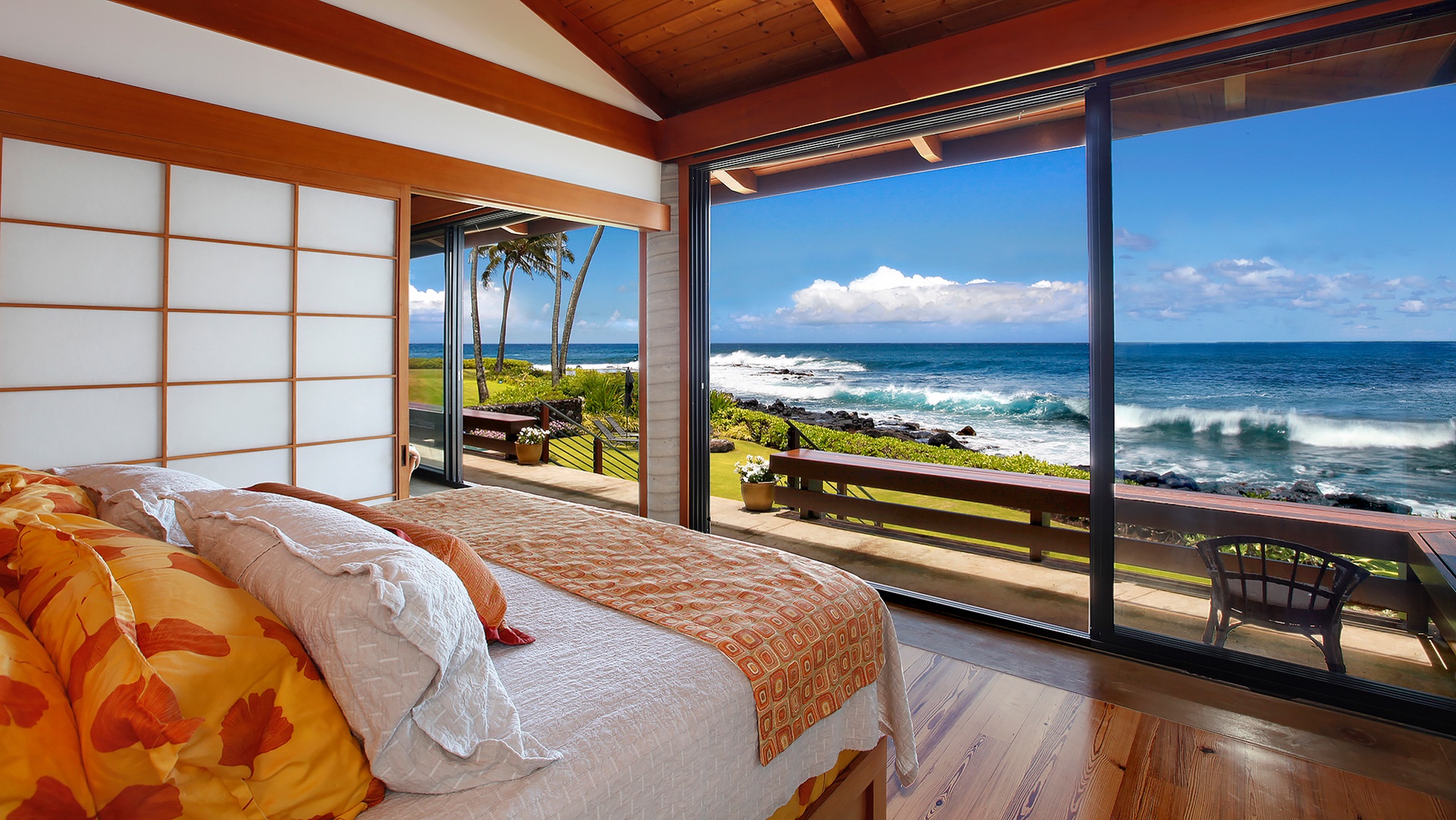 Hale Makai - Oceanfront Master Bedroom Suite View - Parrish Kauai