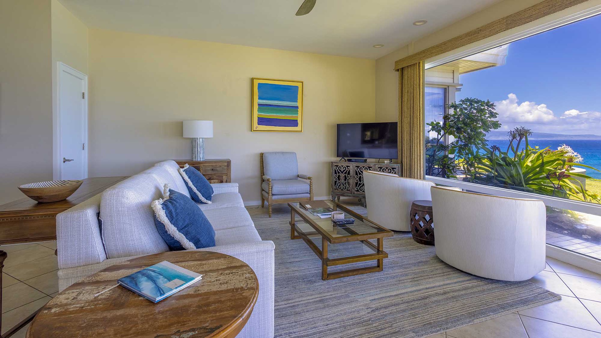 Kapalua Bay Villas #21G5 - Ocean View Living Room - Parrish Maui