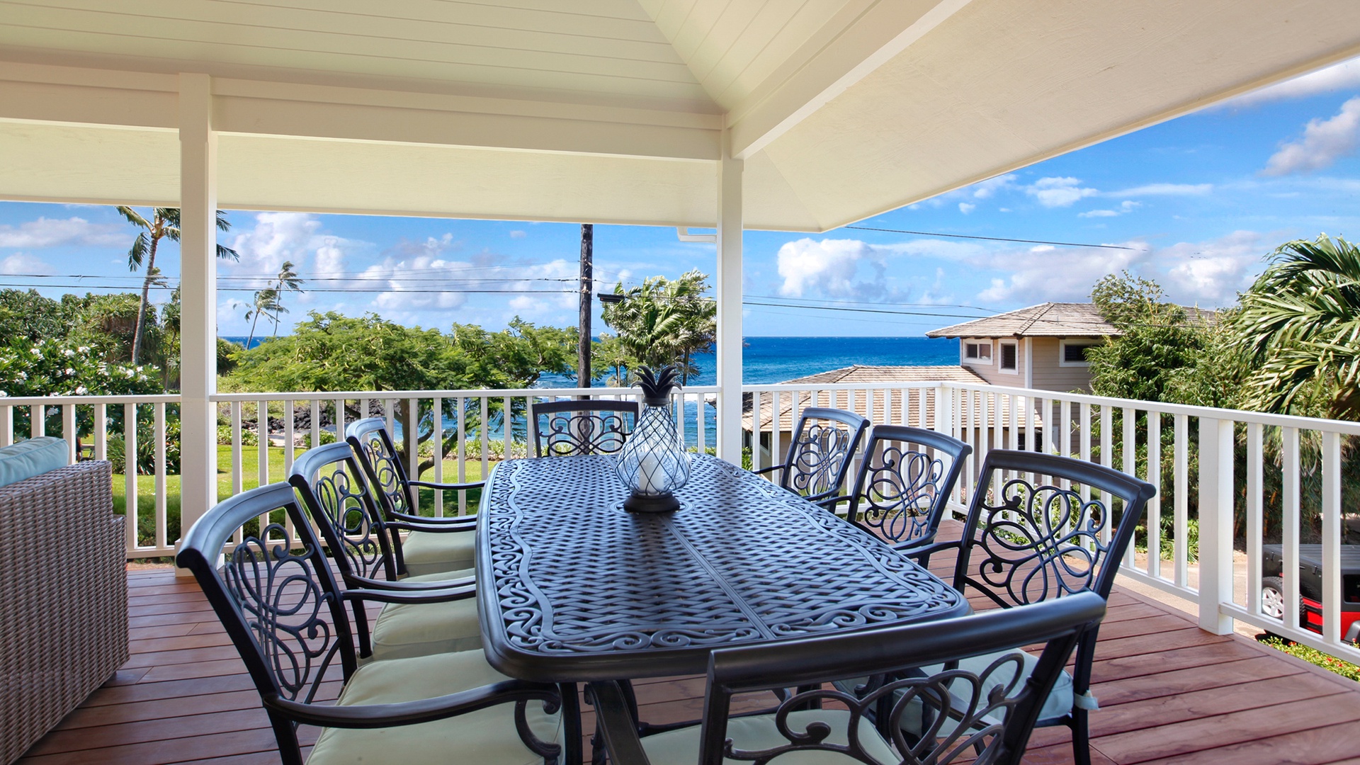 Baby Beach Hale at Poipu - Expansive Covered Lanai Dining Area - Parrish Kauai