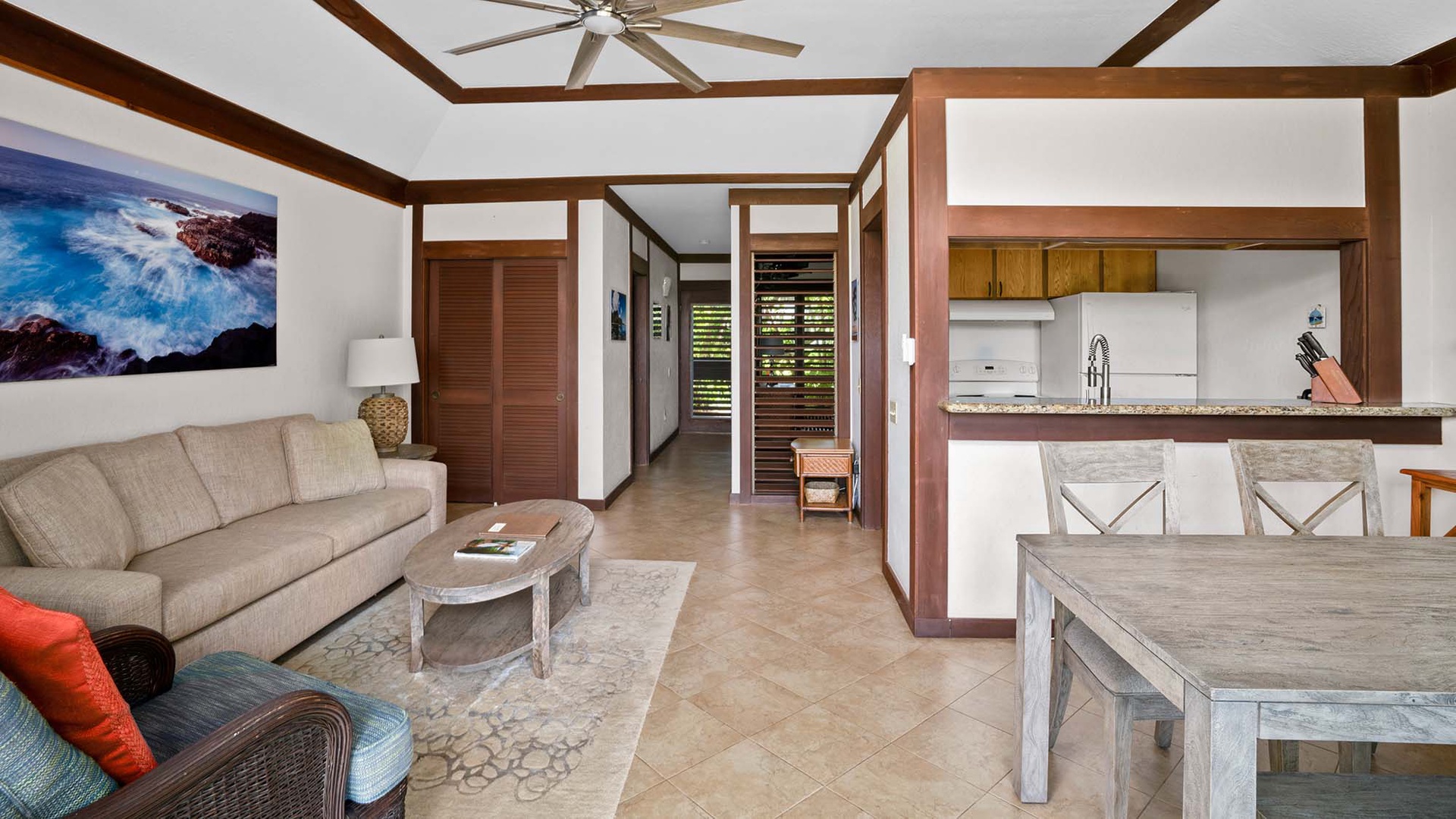 Kiahuna Plantation #31 - Living Great Room & Entry - Parrish Kauai