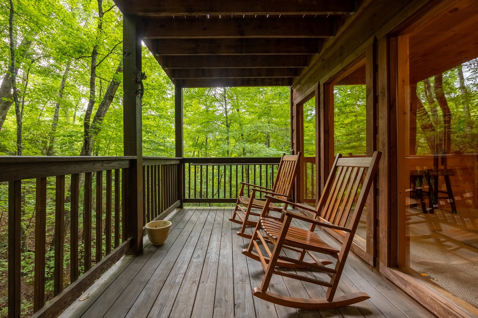 Deck rockers at Lazy Bear Lodge