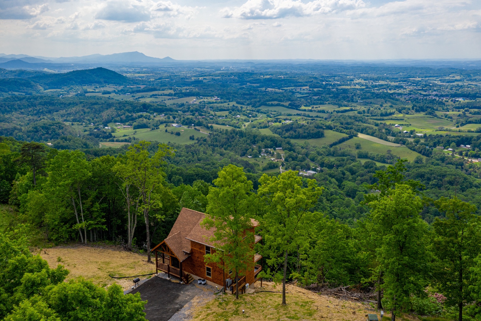 Drone view at 4 States View, a 2 bedroom cabin rental located in Pigeon Forge