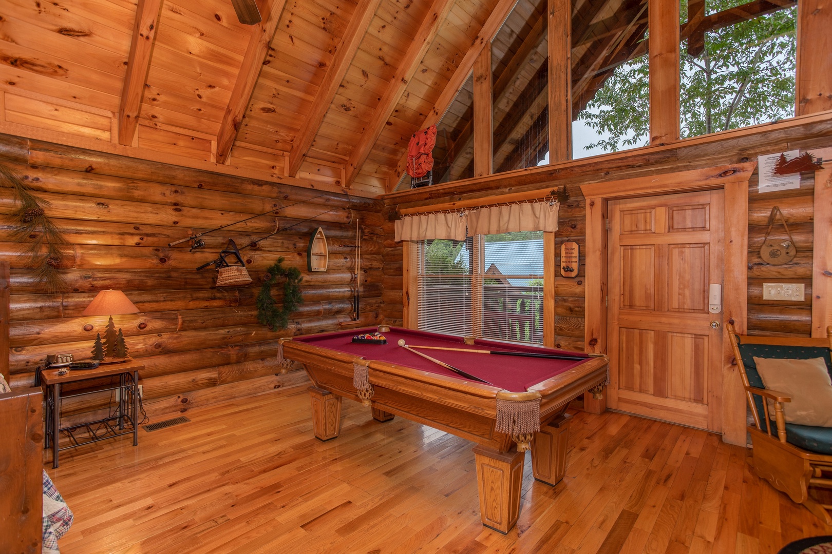 pool table on the first floor at alpine sunset thrill a 1 bedroom cabin rental located in pigeon forge