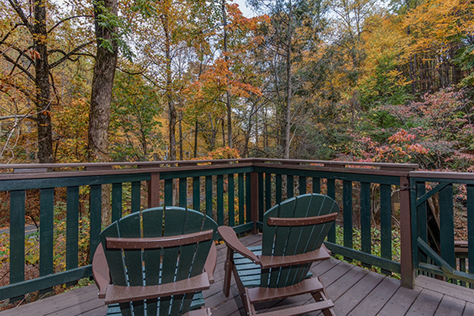Outdoor seating for two at Without A Paddle, a 3 bedroom cabin rental located in Gatlinburg