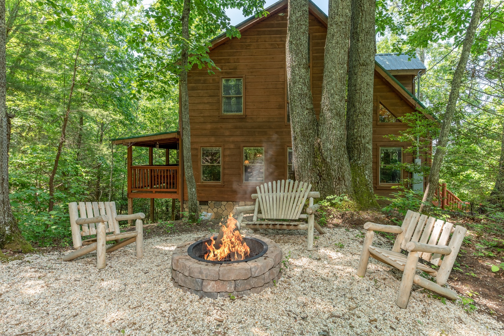 Fire pit at Misty Mountain Escape, a 2 bedroom cabin rental located in Gatlinburg