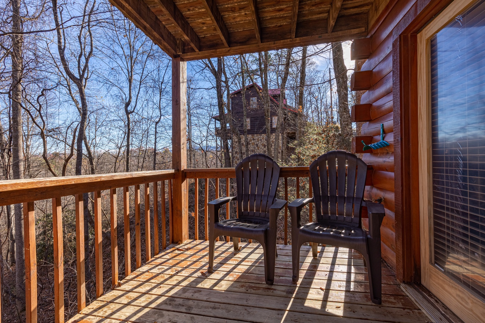 Deck seating at Sunny Side Up, a 2 bedroom cabin rental located in Gatlinburg