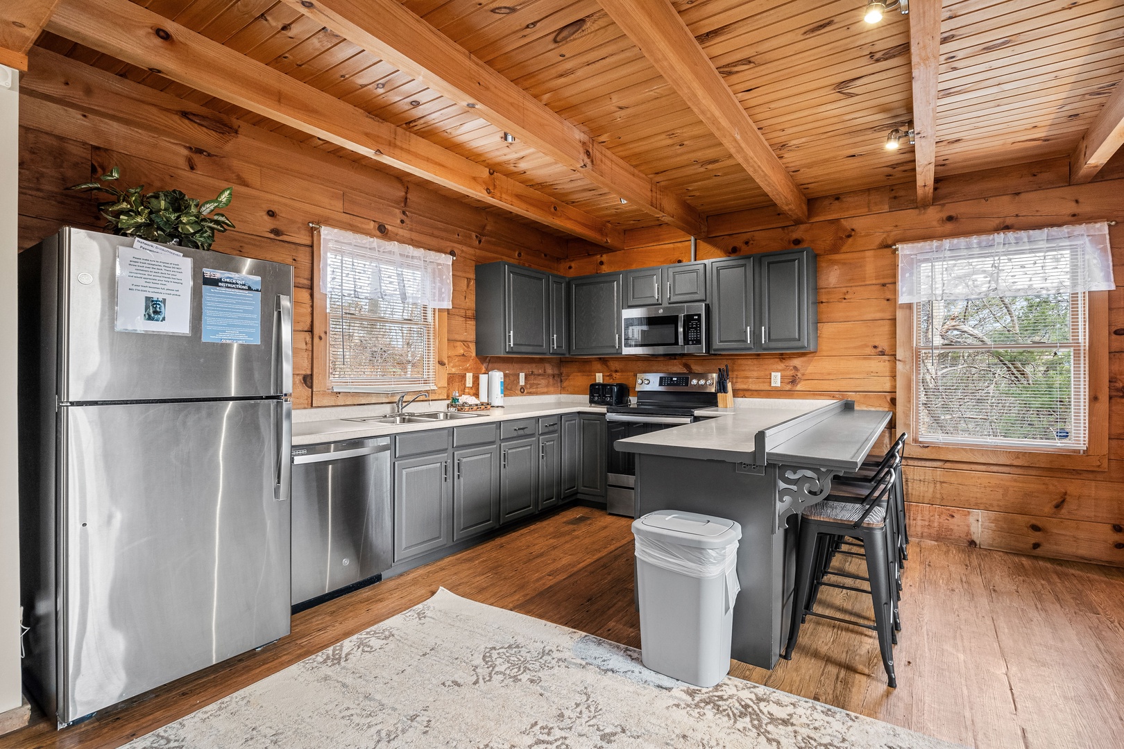 Breakfast bar and appliances at Brink of Heaven, a 2 bedroom cabin rental located in Gatlinburg