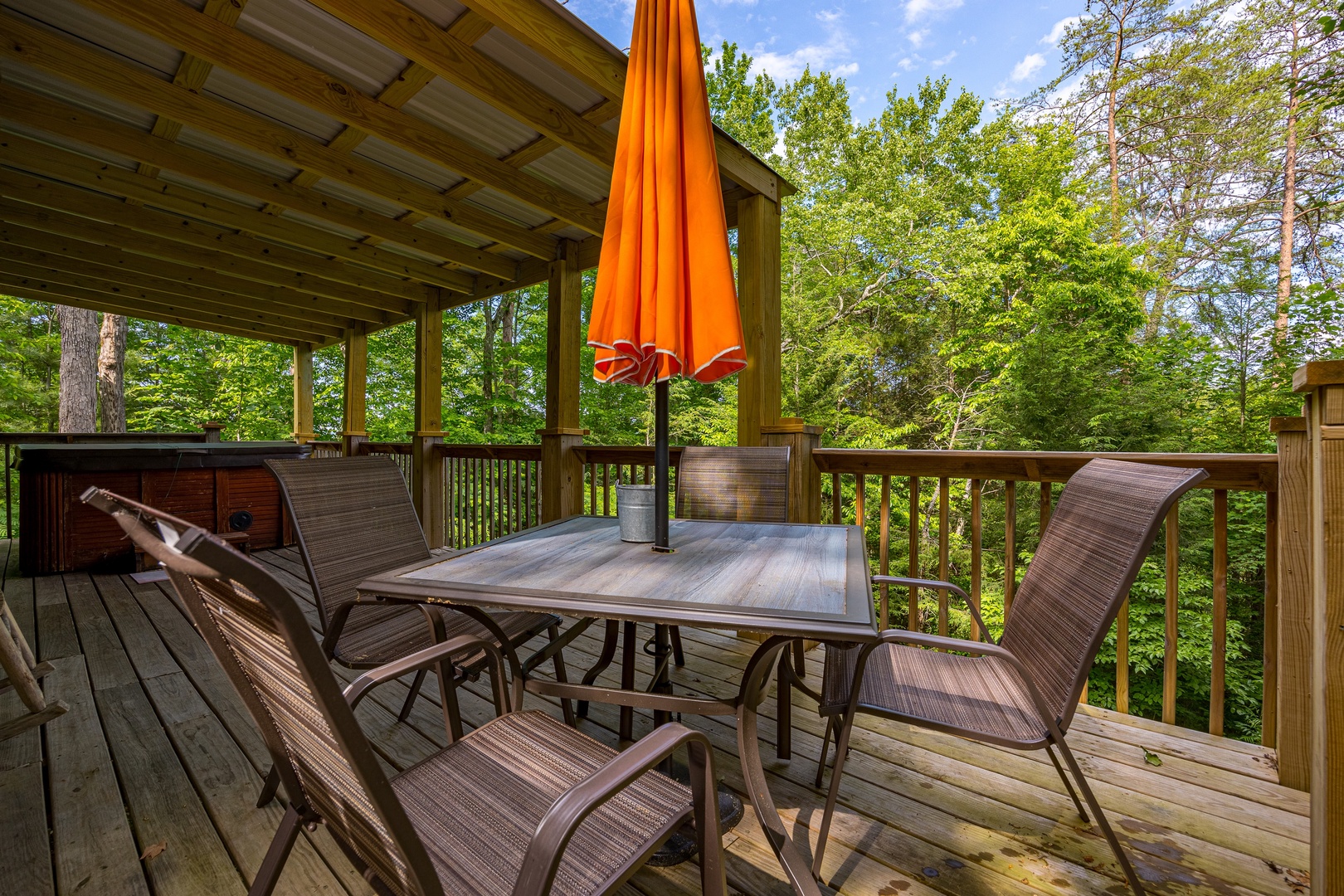 Picnic table at Cloud 9, a 1 bedroom cabin rental located in Pigeon Forge