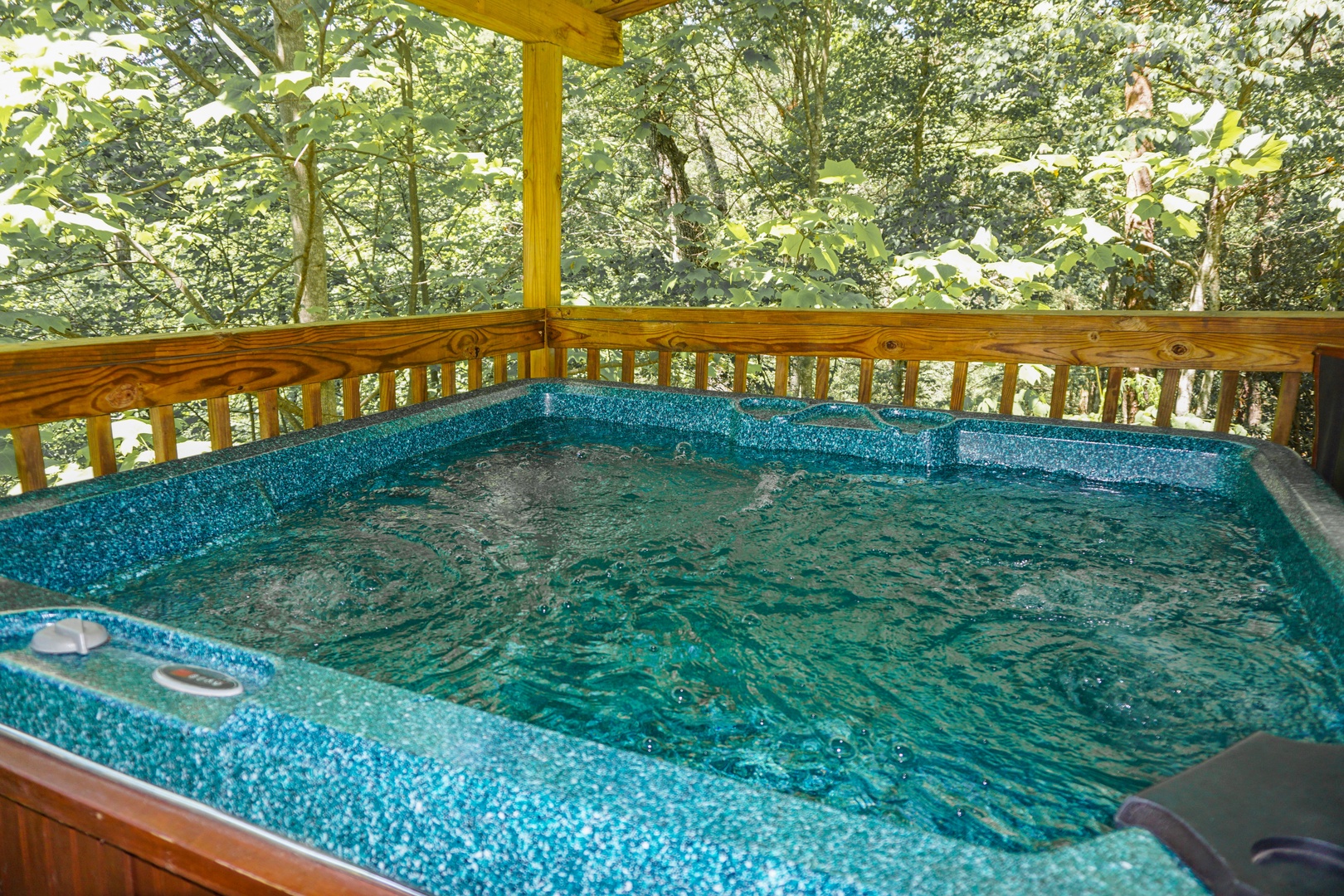 Hot tub at Seclusion, a 1 bedroom cabin rental located in Gatlinburg