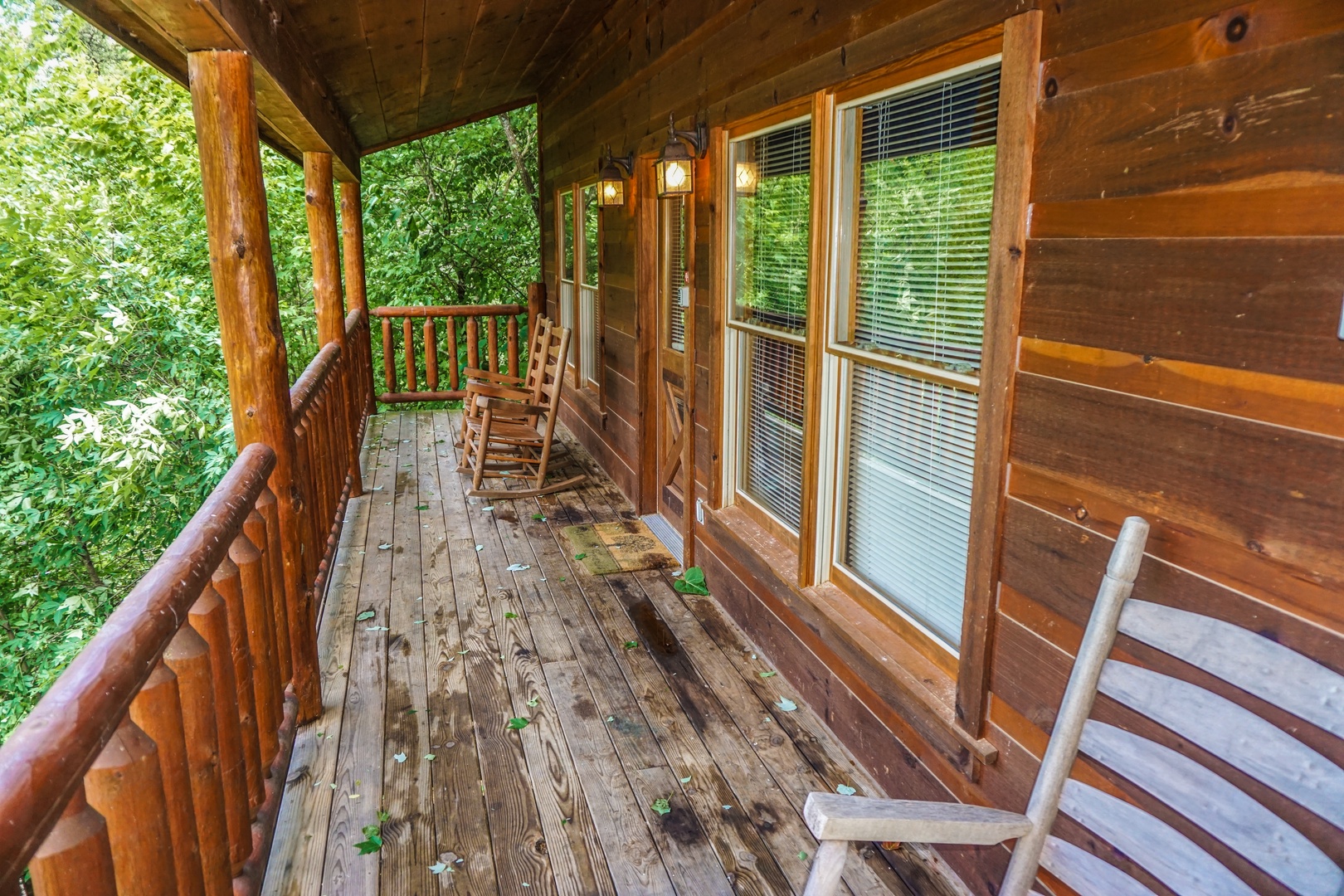 Front porch at Just You and Me Baby, a 1 bedroom cabin rental located in Gatlinburg