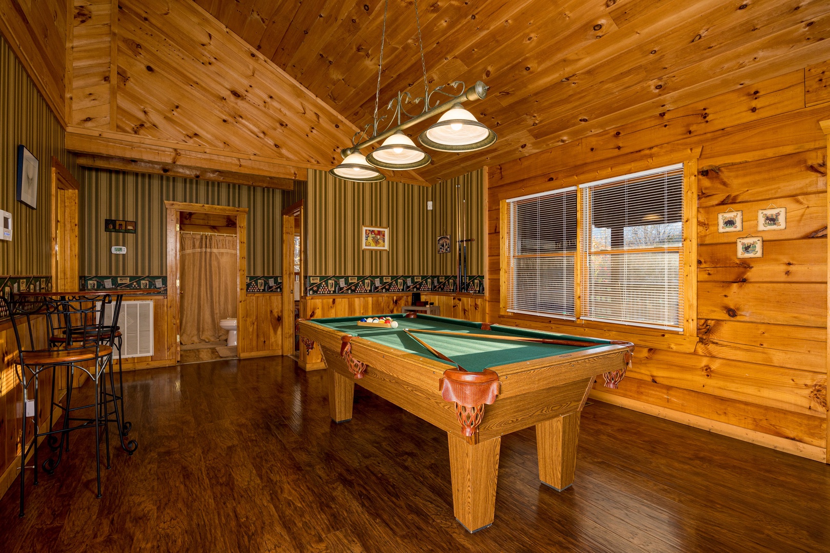 Pool table at Eagle's Loft, a 2 bedroom cabin rental located in Pigeon Forge